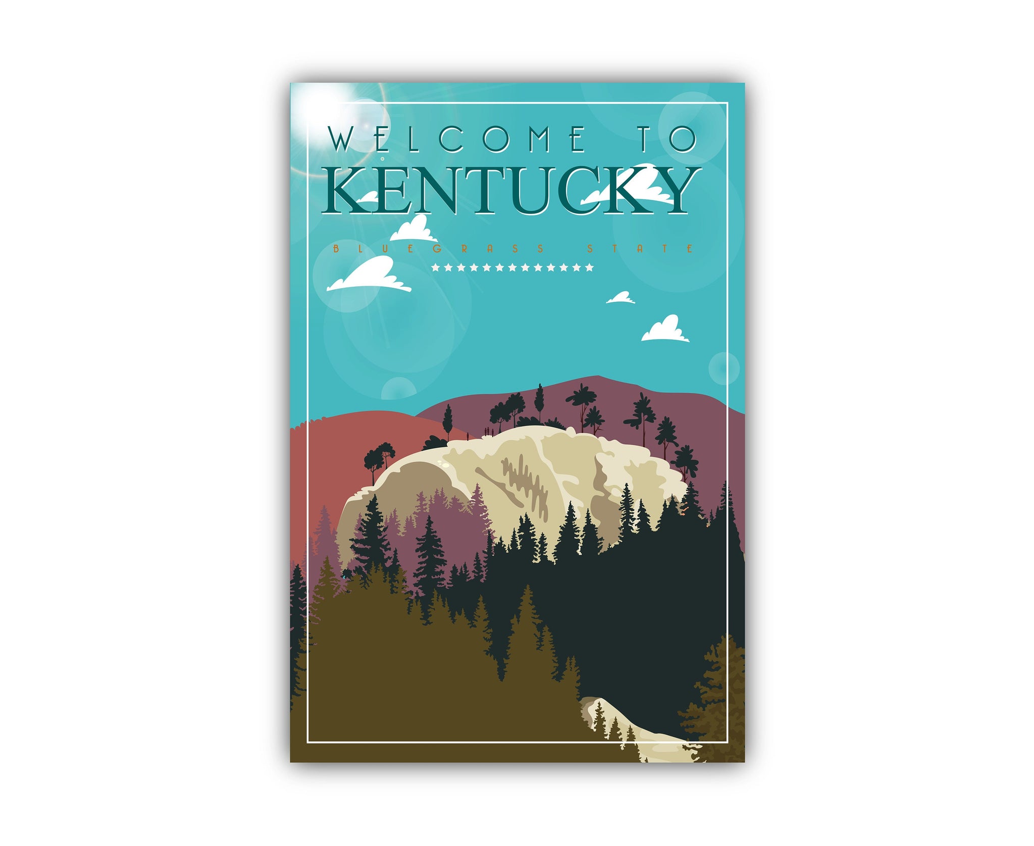 Retro Style Travel Poster, Kentucky Vintage Rustic Poster Print, Home Wall Art, Office Wall Decor, Posters, Kentucky, State Map Poster Print
