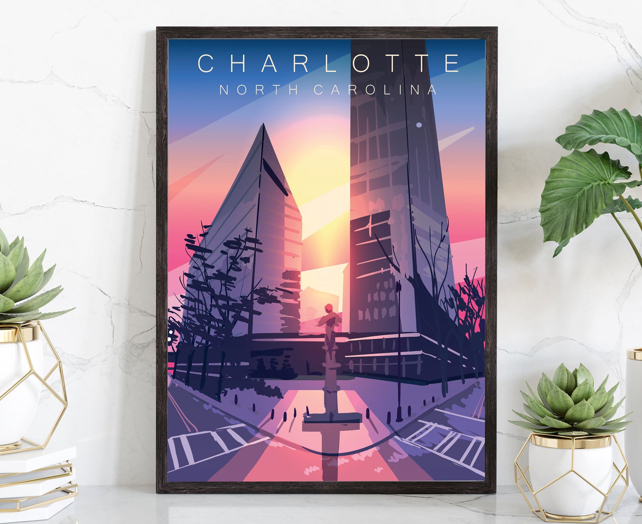 Retro Style Travel Poster, North Carolina Vintage Rustic Poster Print, Home Wall Art, Office Wall Decor, North Carolina, State Map Poster