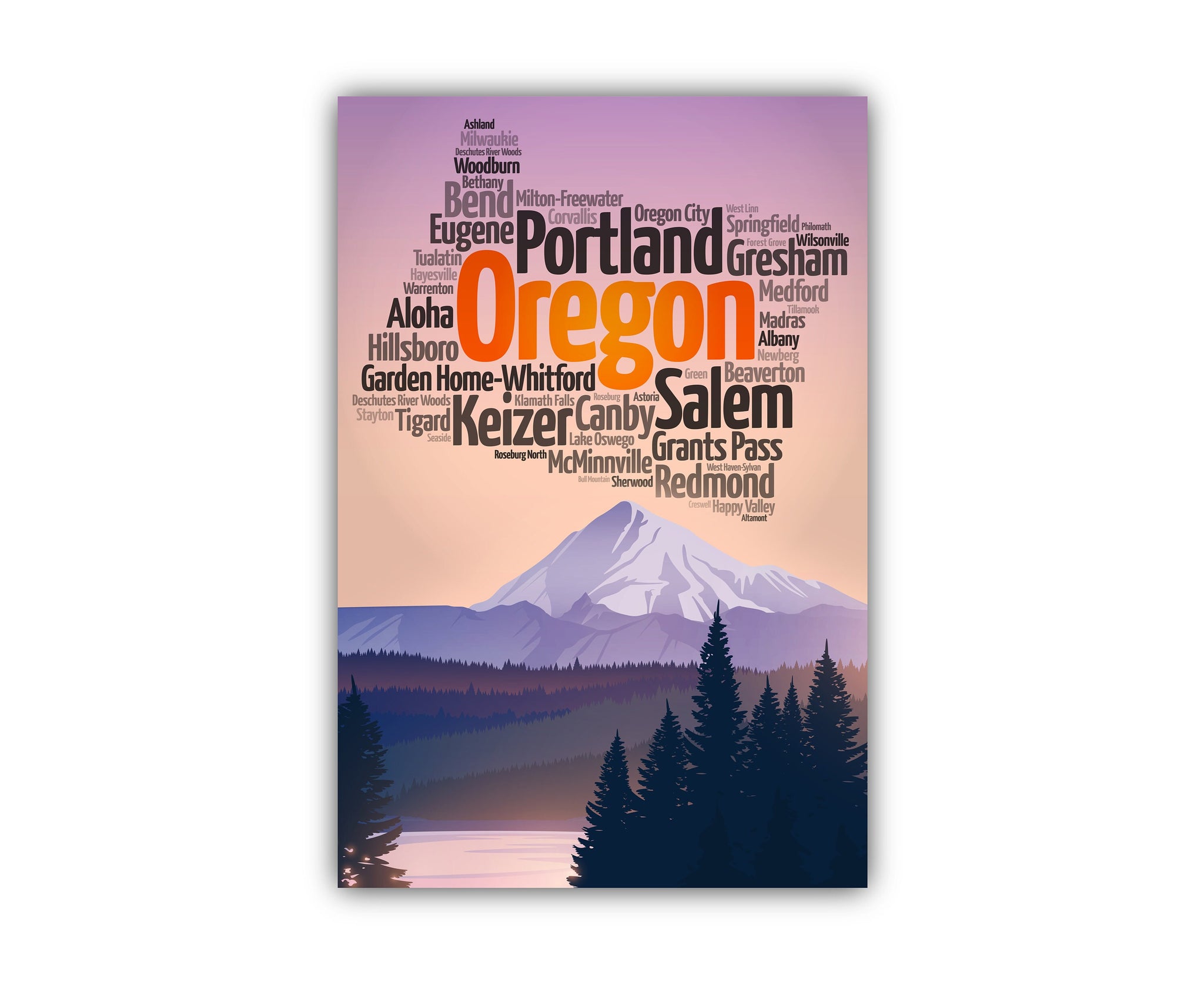 Retro Style Travel Poster, Oregon Vintage Rustic Poster Print, Home Wall Art, Office Wall Decors, Posters, Oregon, State Map Poster, Gifts