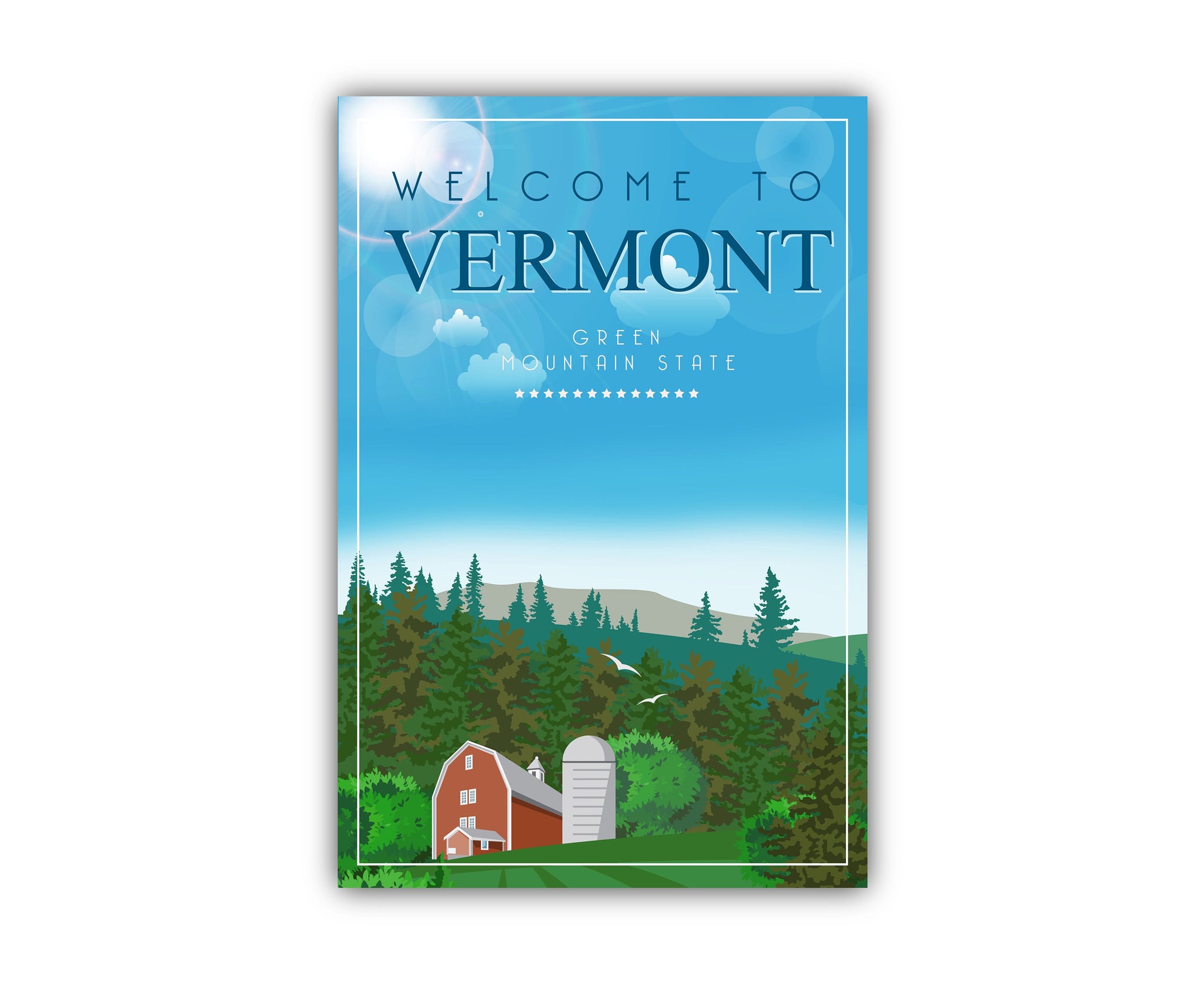 Retro Style Travel Poster, Vermont Vintage Rustic Poster Print, Home Wall Art, Office Wall Decoration, Posters, Vermont, State Map Poster