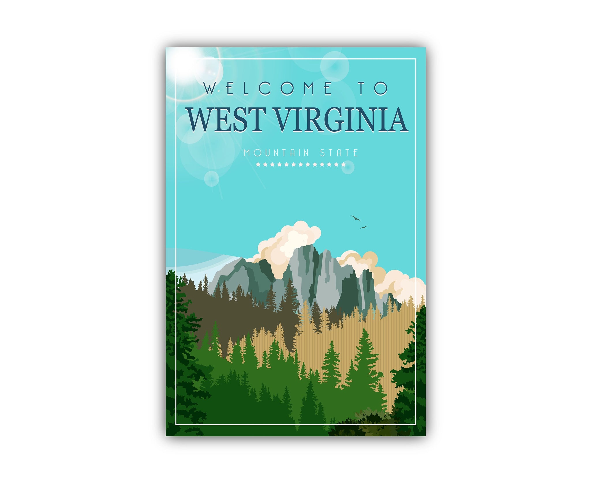 Retro Style Travel Poster, West Virginia Vintage Rustic Poster Print, Home Wall Art, Office Wall Decors, West Virginia, State Map Poster