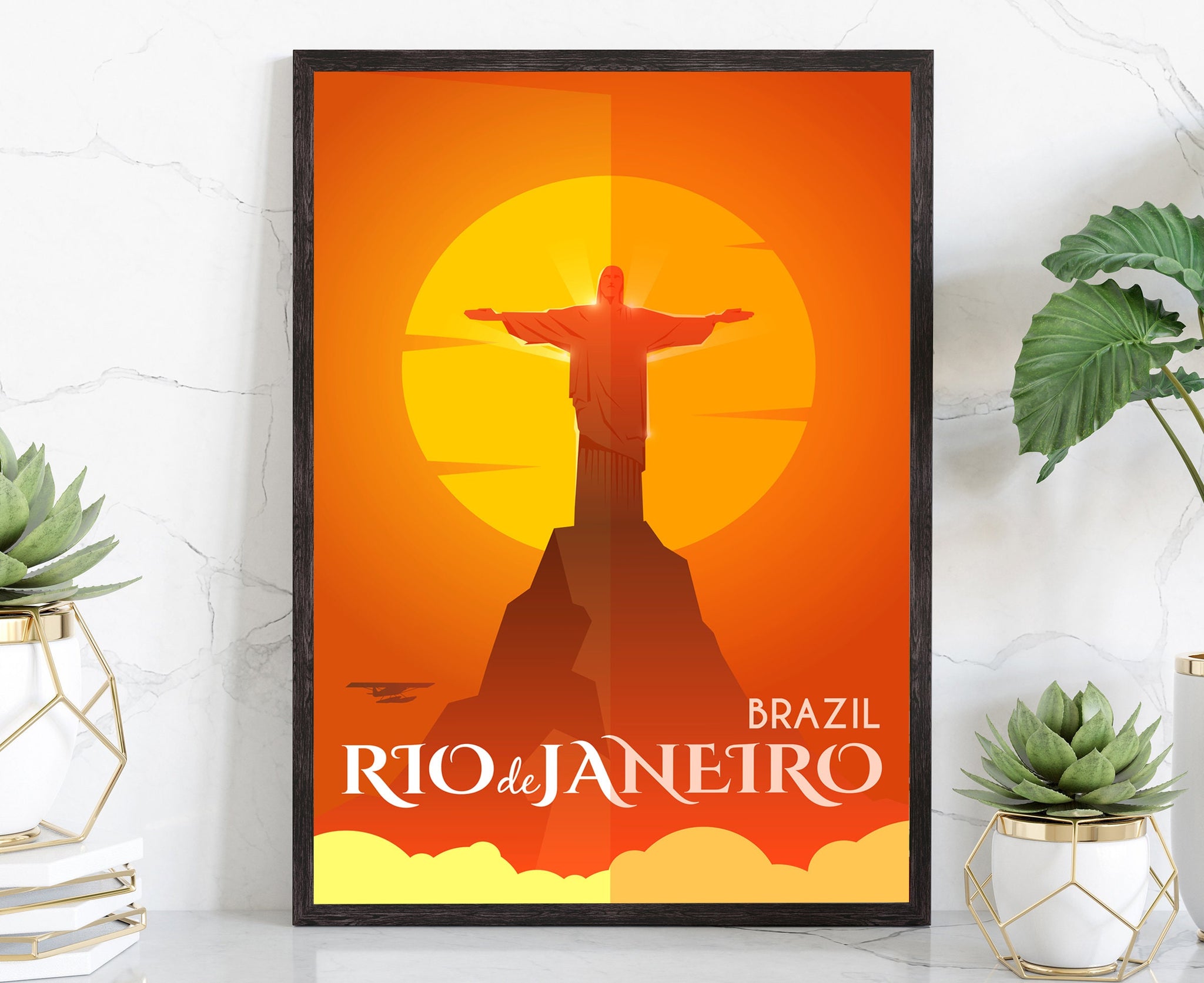 Retro Style Travel Poster, Brazil - Rio de Janeiro Vintage Rustic Poster Print, Home Wall Art, Office Wall Decors, Poster, City Map Poster