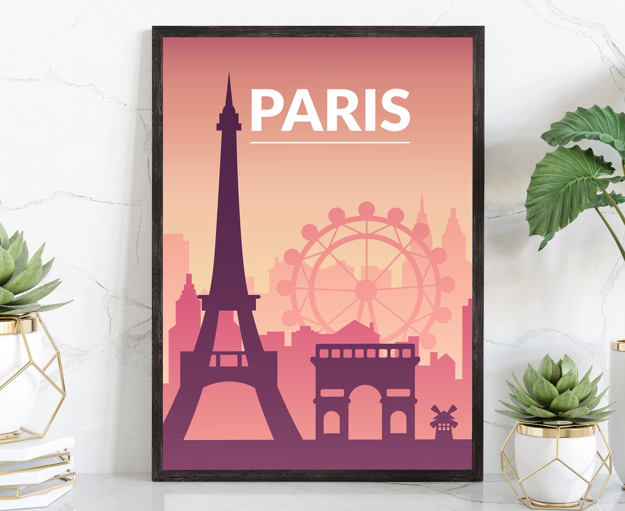 Retro Style Travel Poster, France Vintage Rustic Poster Print, Home Wall Art, Office Wall Decoration, Paris City Poster, Eiffel Tower Poster