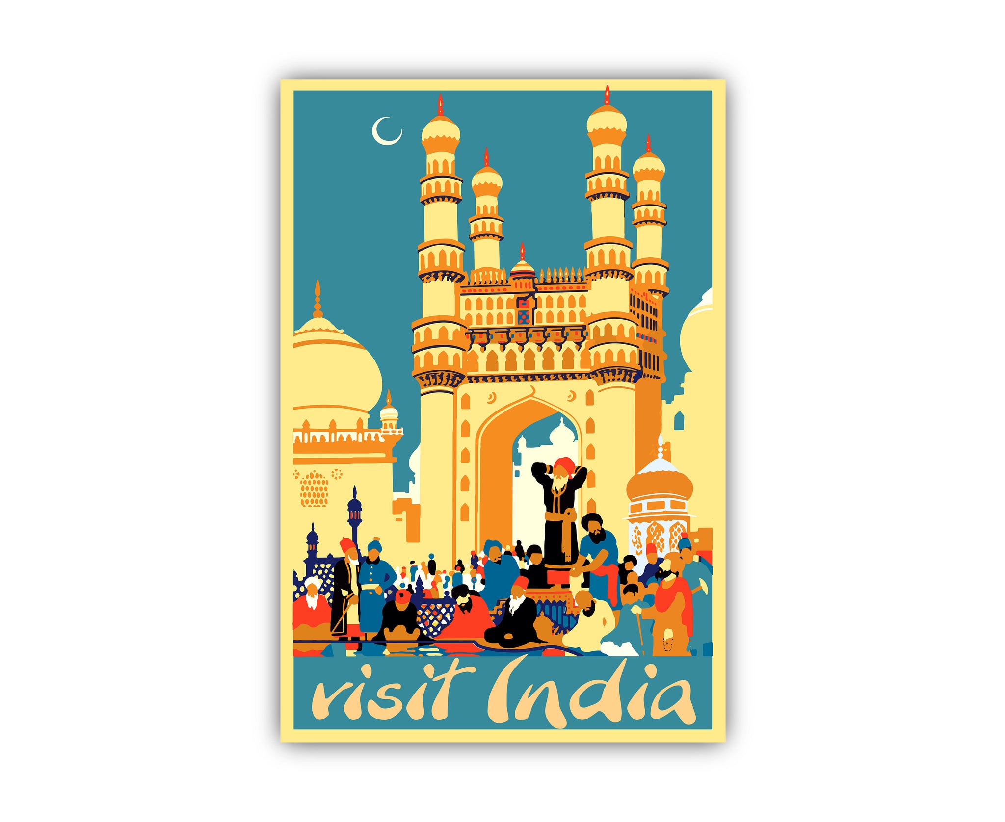 India Vintage Rustic Poster Print, Retro Style Travel Poster Print
