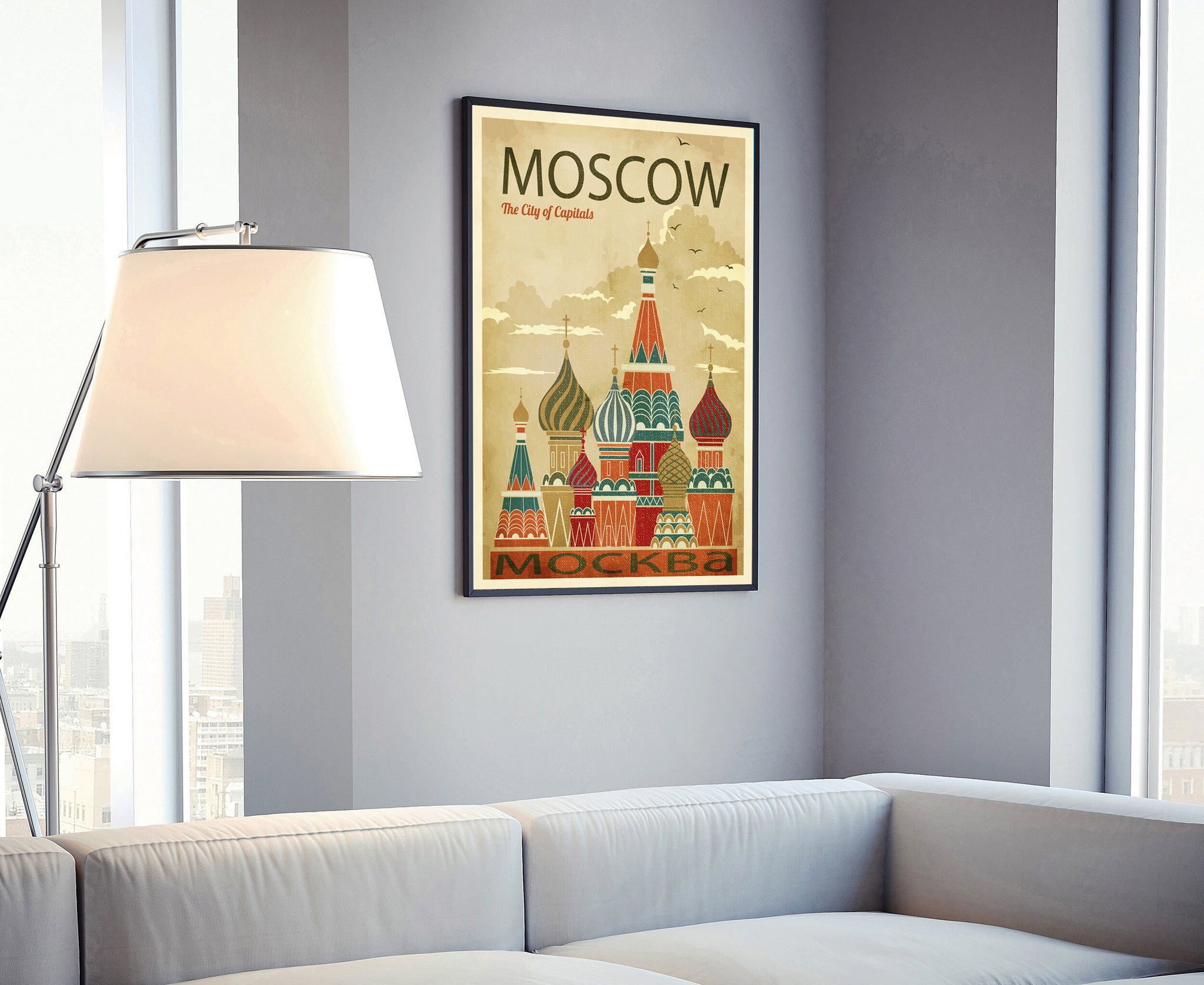 Retro Style Travel Poster, Moscow Vintage Rustic Poster Print, Home Wall Art, Office Wall Decors, Poster Prints, Russia, State Map Poster