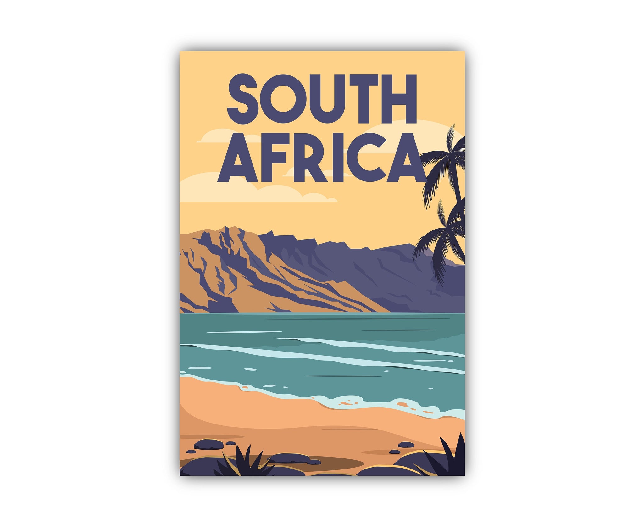 Retro Style Travel Poster, South Africa Vintage Rustic Poster Print, Home Wall Art, Office Wall Decoration, Posters, Country Map Poster