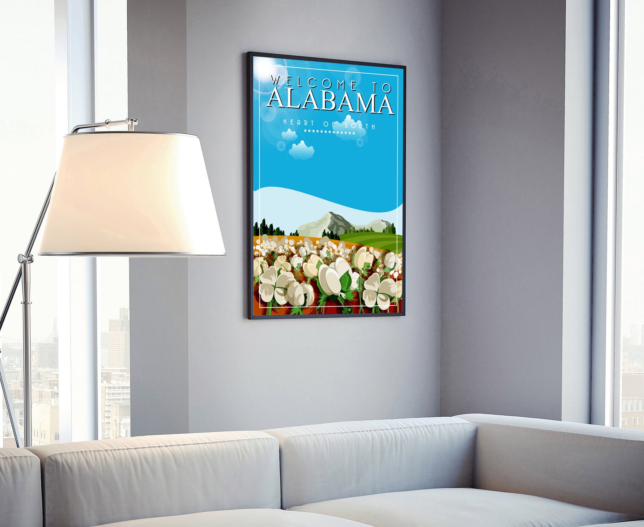 Alabama Vintage State Poster Print
