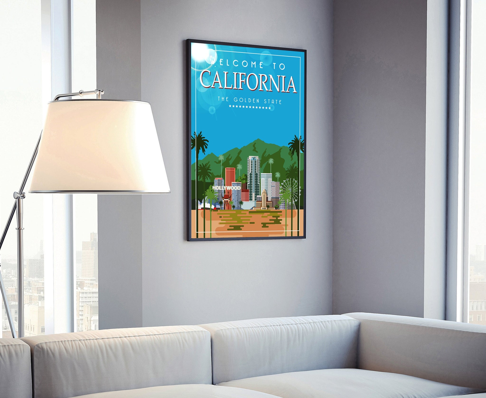 Retro Style Travel Poster, California Vintage Rustic Poster Print, Home Wall Art, Office decorations, California posters, State Map Poster