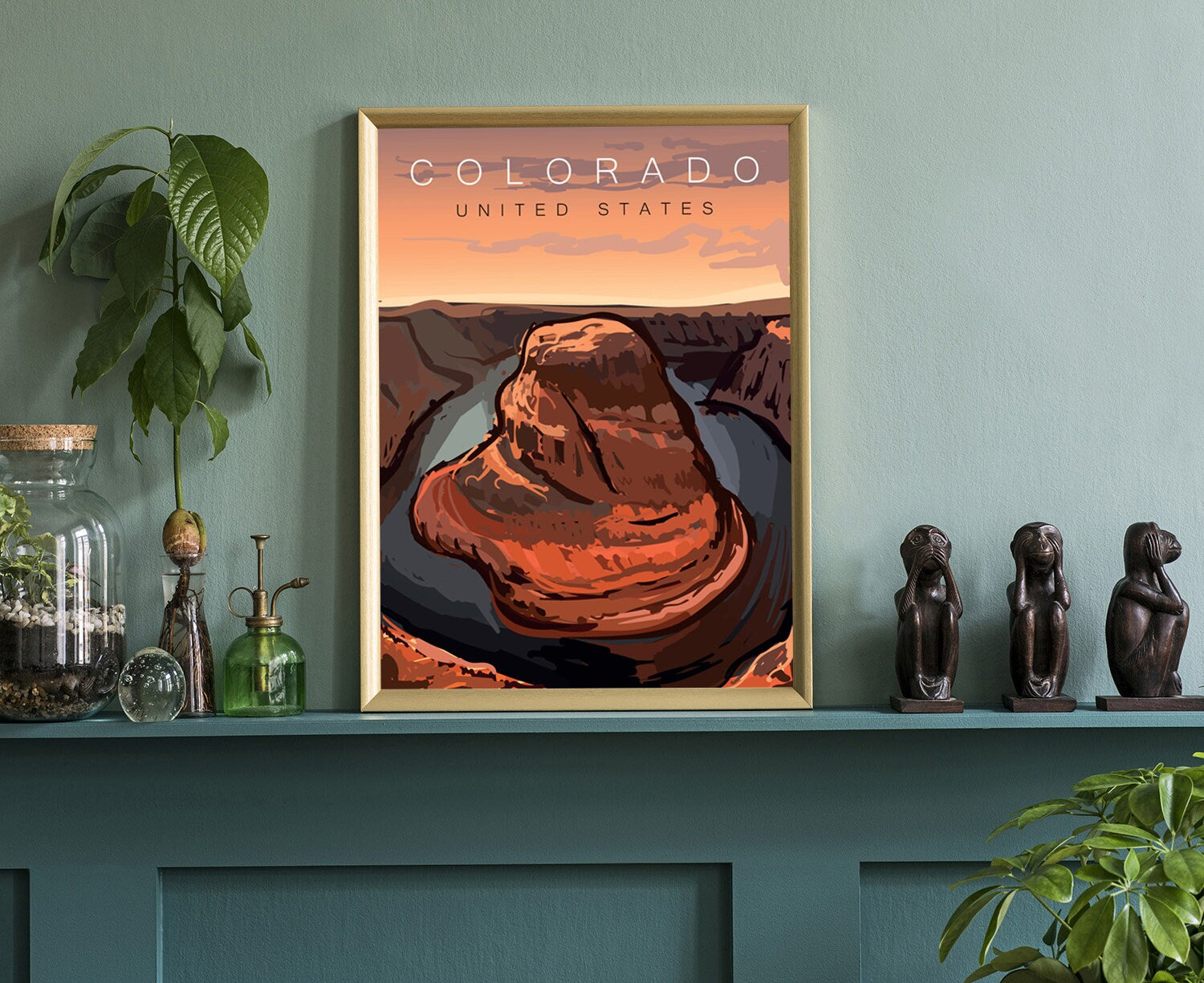 Retro Style Travel Poster, Colorado Vintage Rustic Poster Print, Home Wall Art, Office Wall Decor, Posters, Colorado, State Map Poster