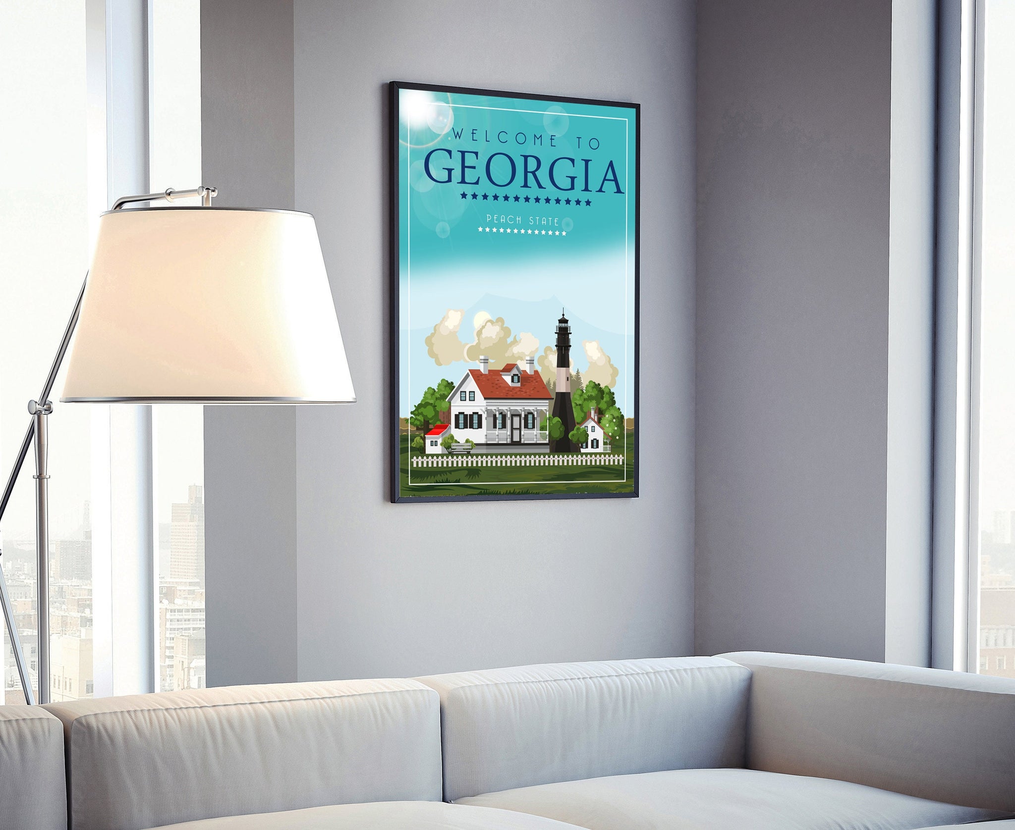 Retro Style Travel Poster, Georgia Vintage Rustic Poster Print, Home Wall Art, Office Wall Decor, Posters, Georgia, State Map Poster Prints