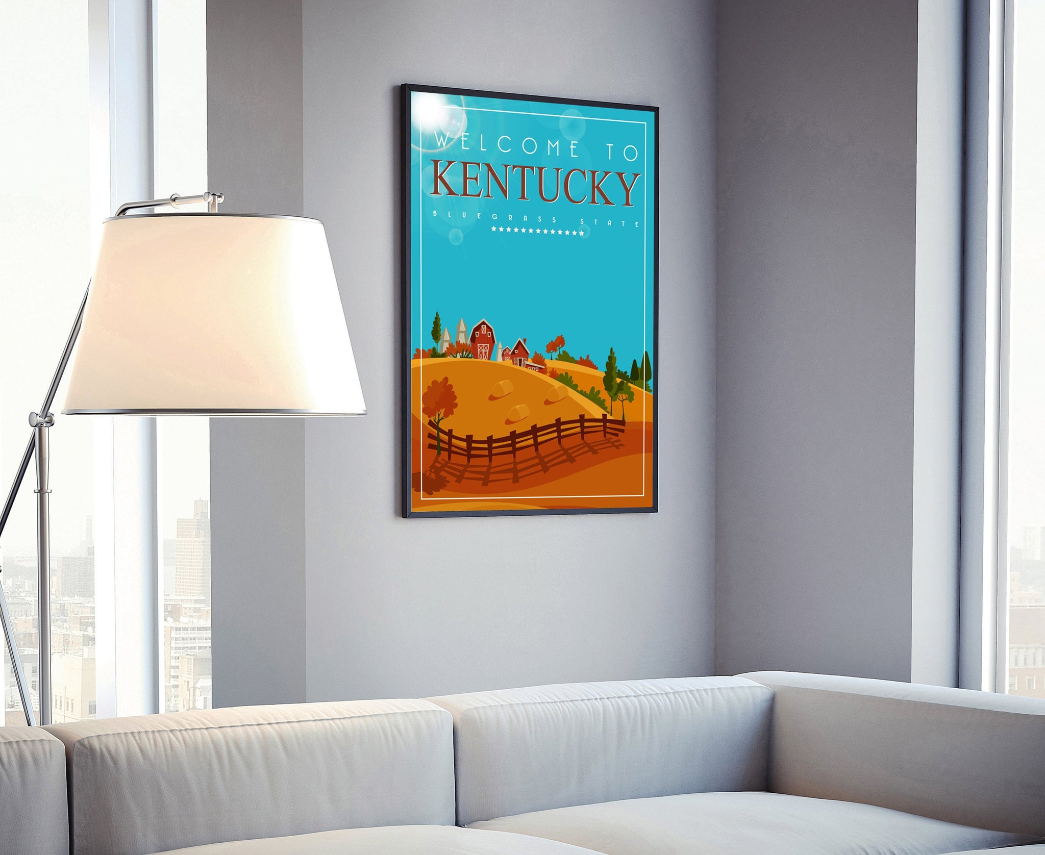 Retro Style Travel Poster, Kentucky Vintage Rustic Poster Print, Home Wall Art, Office Wall Decor, Posters, Kentucky, State Map Poster