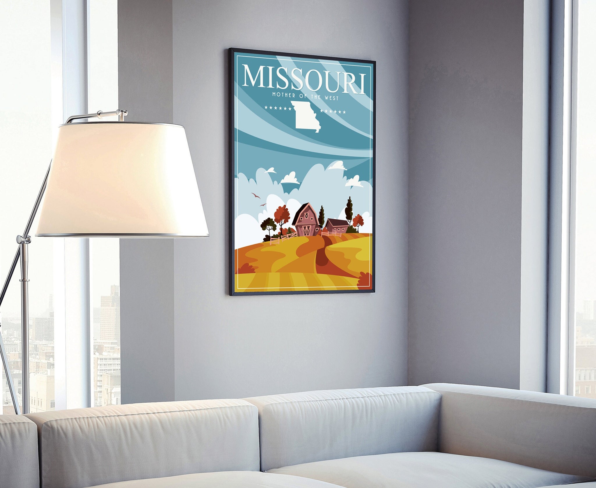 Retro Style Travel Poster, Missouri Vintage Rustic Poster Print, Home Wall Art, Office Wall Decoration, Posters, Missouri, State Map Poster