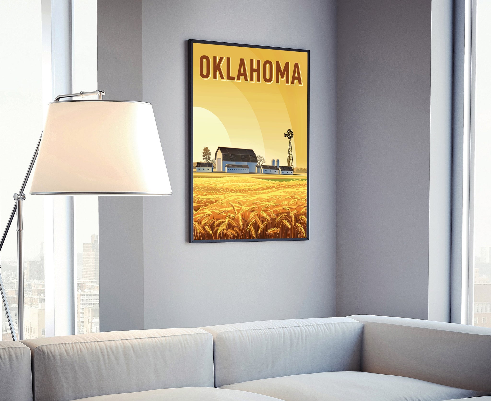 Retro Style Travel Poster, Oklahoma Vintage Rustic Poster Print, Home Wall Art, Office Wall Decors, Posters, Oklahoma, State Map Poster
