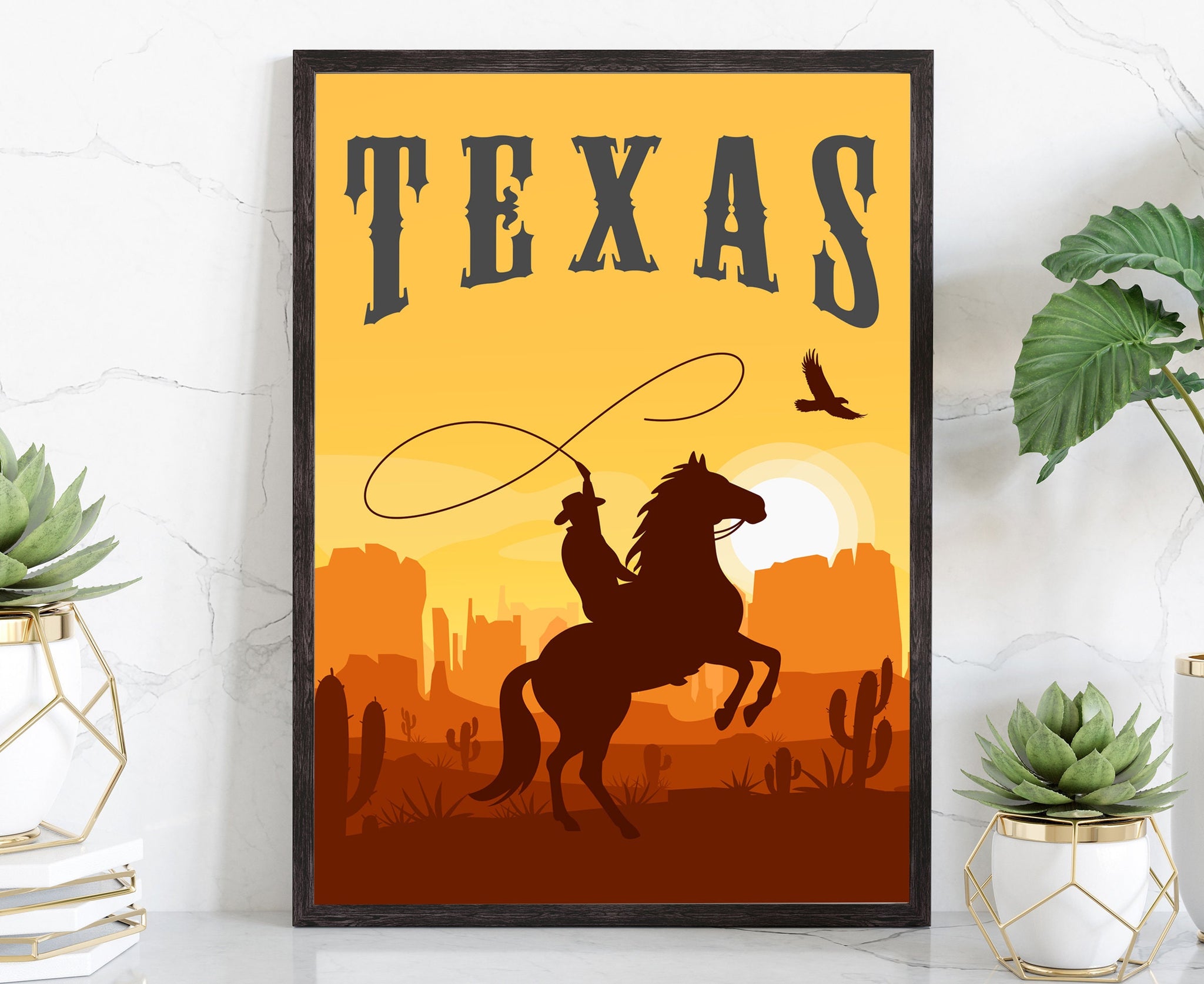 Texas Vintage Rustic Poster Print, Retro Style Travel Poster