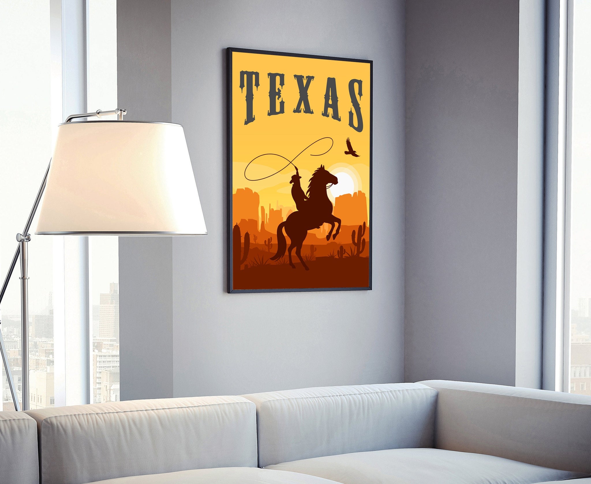 Texas Vintage Rustic Poster Print, Retro Style Travel Poster