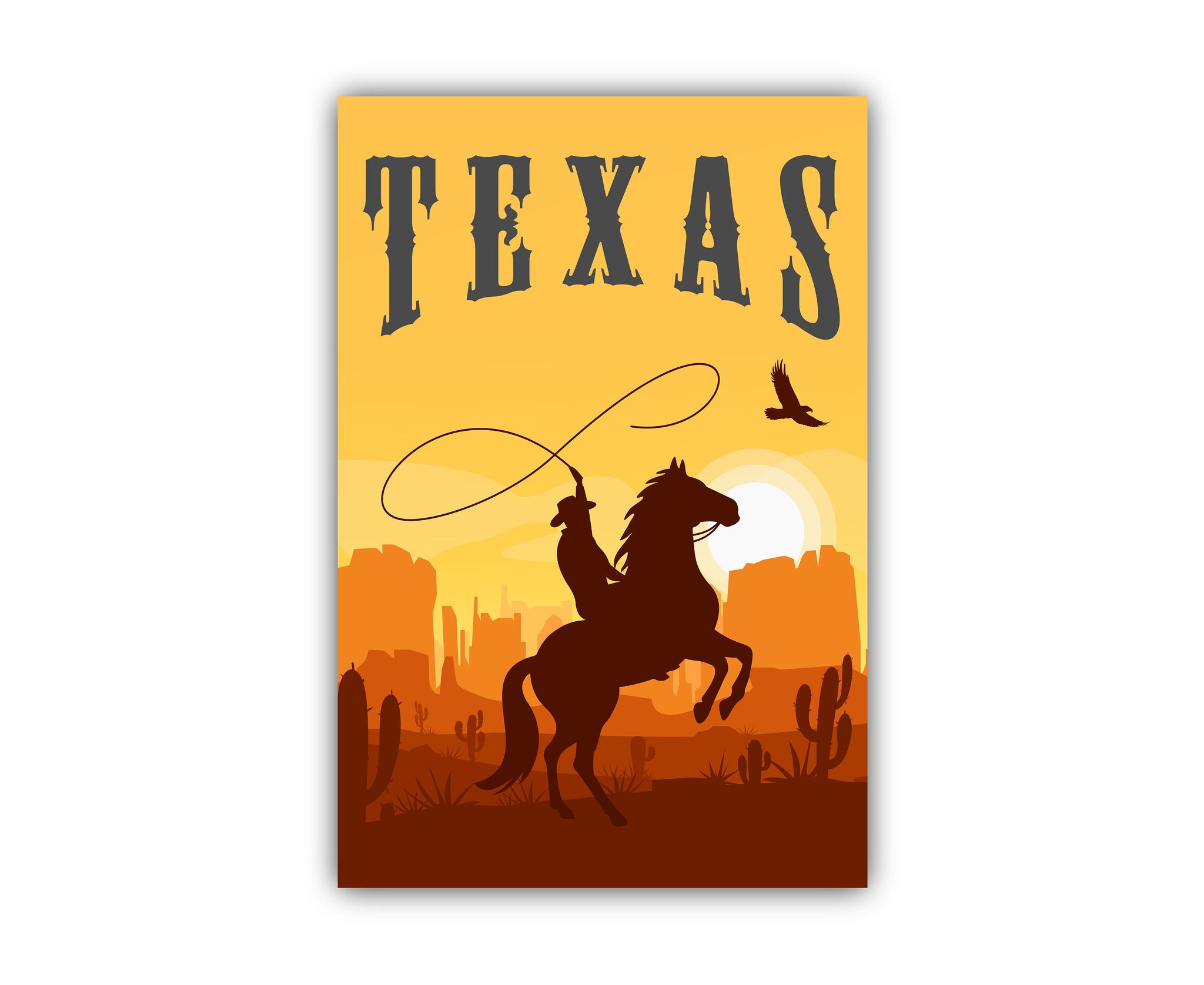 Retro Style Travel Poster, Texas Vintage Rustic Poster Print, Home Wall Art, Office Wall Decors, Posters, Texas, State Map Poster Prints