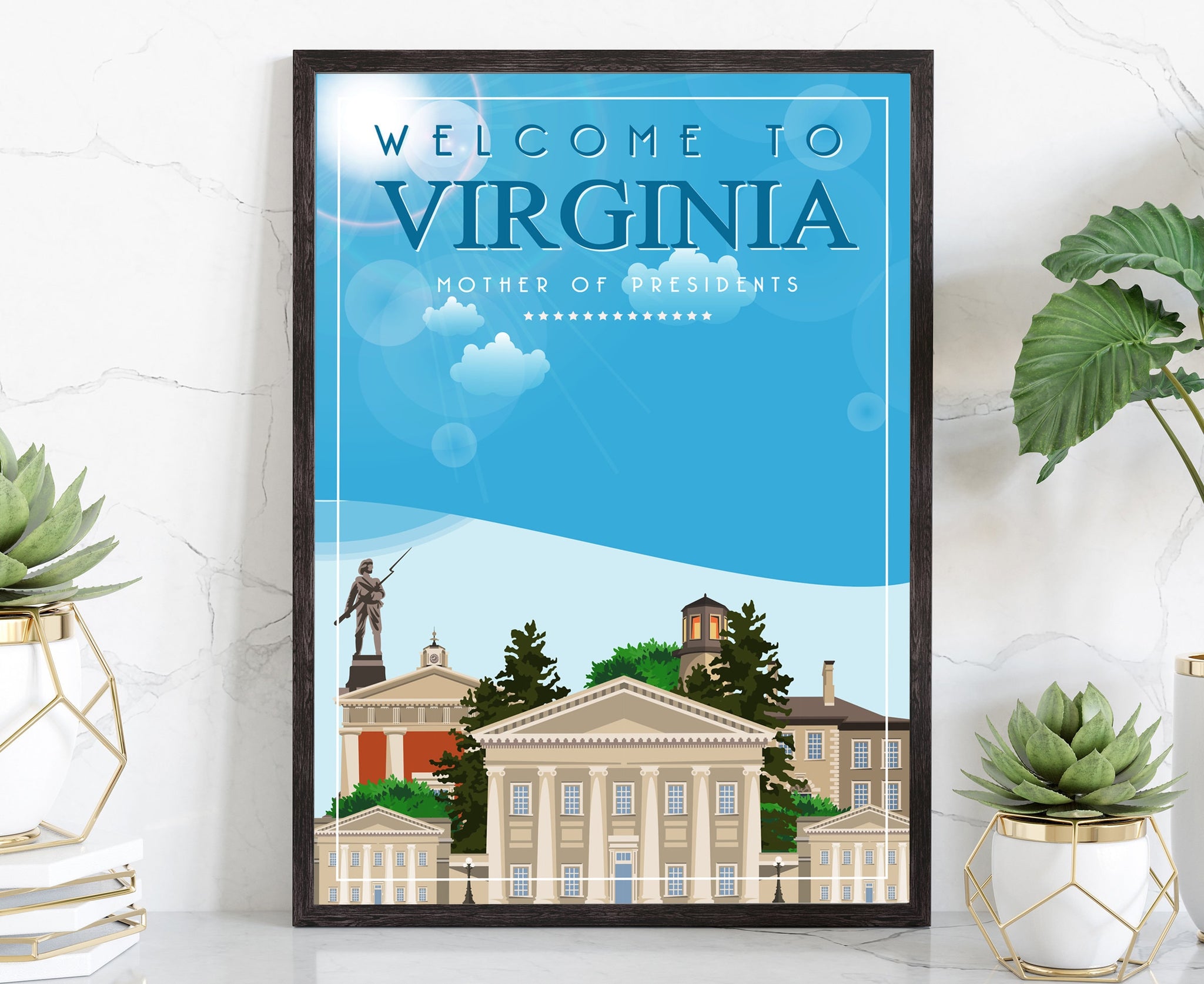 Retro Style Travel Poster, Virginia Vintage Rustic Poster Print, Home Wall Art, Office Wall Decoration, Posters, Virginia, State Map Poster