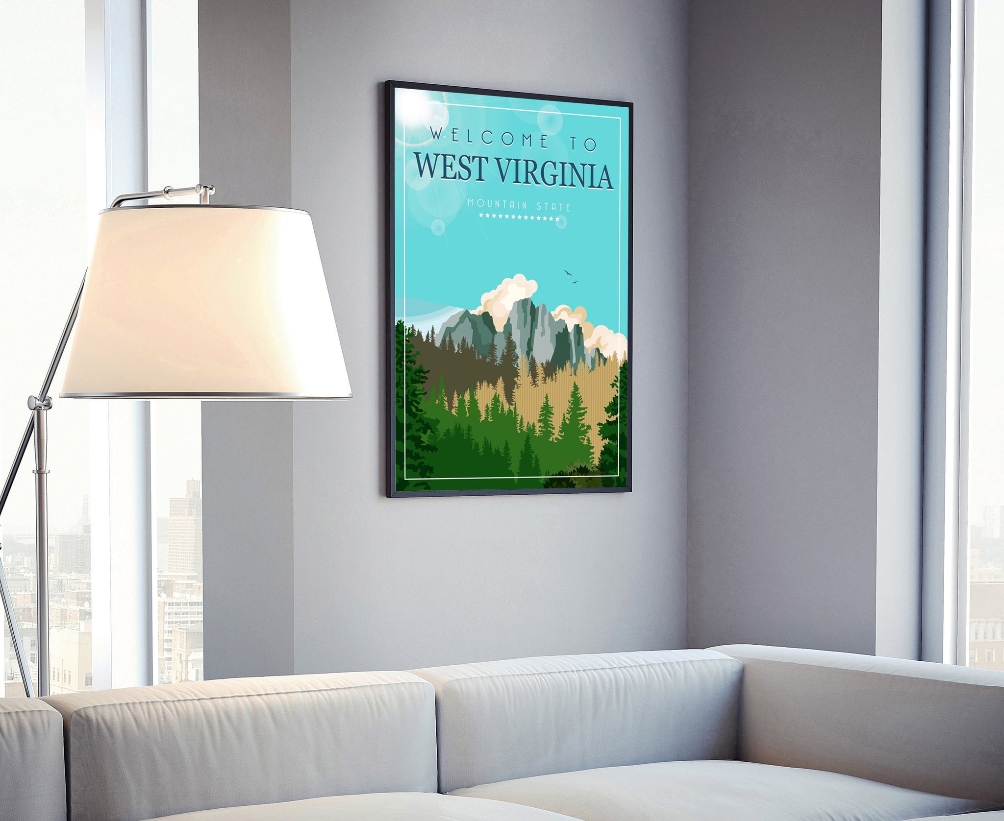 West Virginia Vintage Rustic Poster Print, Retro Style Travel Poster