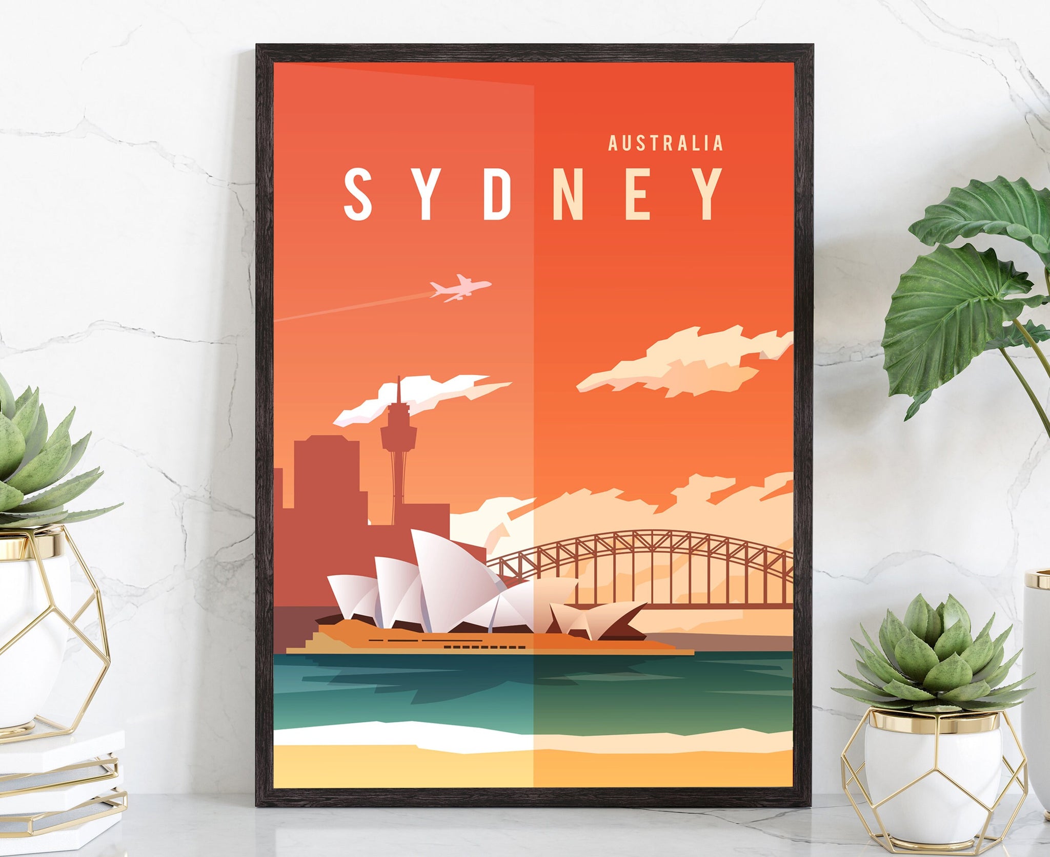 Retro Style Travel Poster, Australia Sydney Vintage Rustic Poster Print, Home Wall Art, Office Wall Decor,  Australia Sydney, City Travel