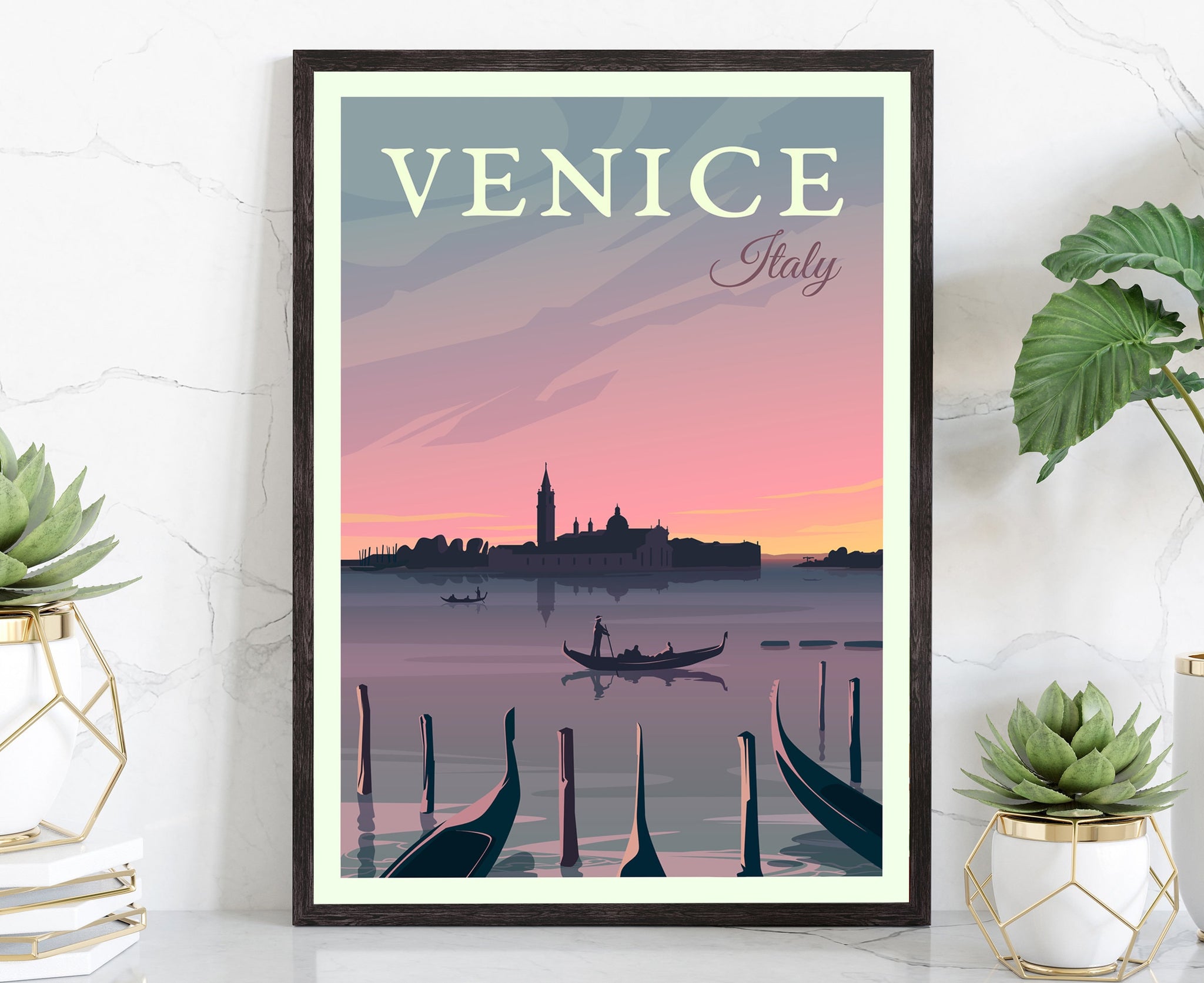 Retro Style Travel Poster, Italy Venice Vintage Rustic Poster Print, Home Wall Art, Office Wall Decors, Posters, Venice, State Map Poster