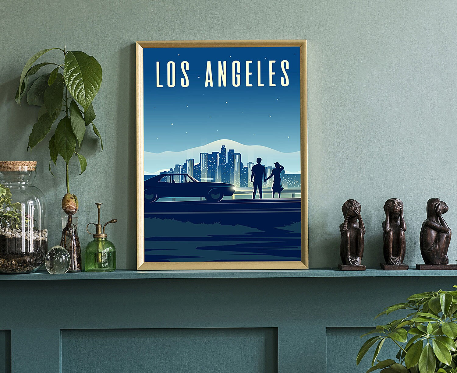 Retro Style Travel Poster, Los Angeles Vintage Rustic Poster Print, Home Wall Art, Office Wall Decors, Poster, Los Angeles, State Map Poster