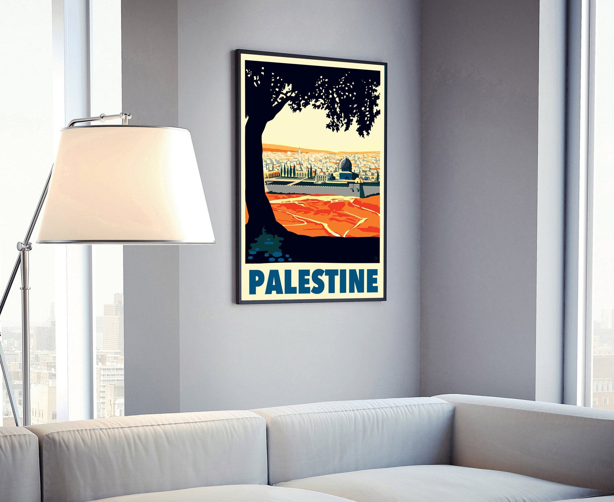 PALESTINE retro style travel poster, Palestine vintage rustic poster print, Home wall art, Office wall decorations, Palestine map poster