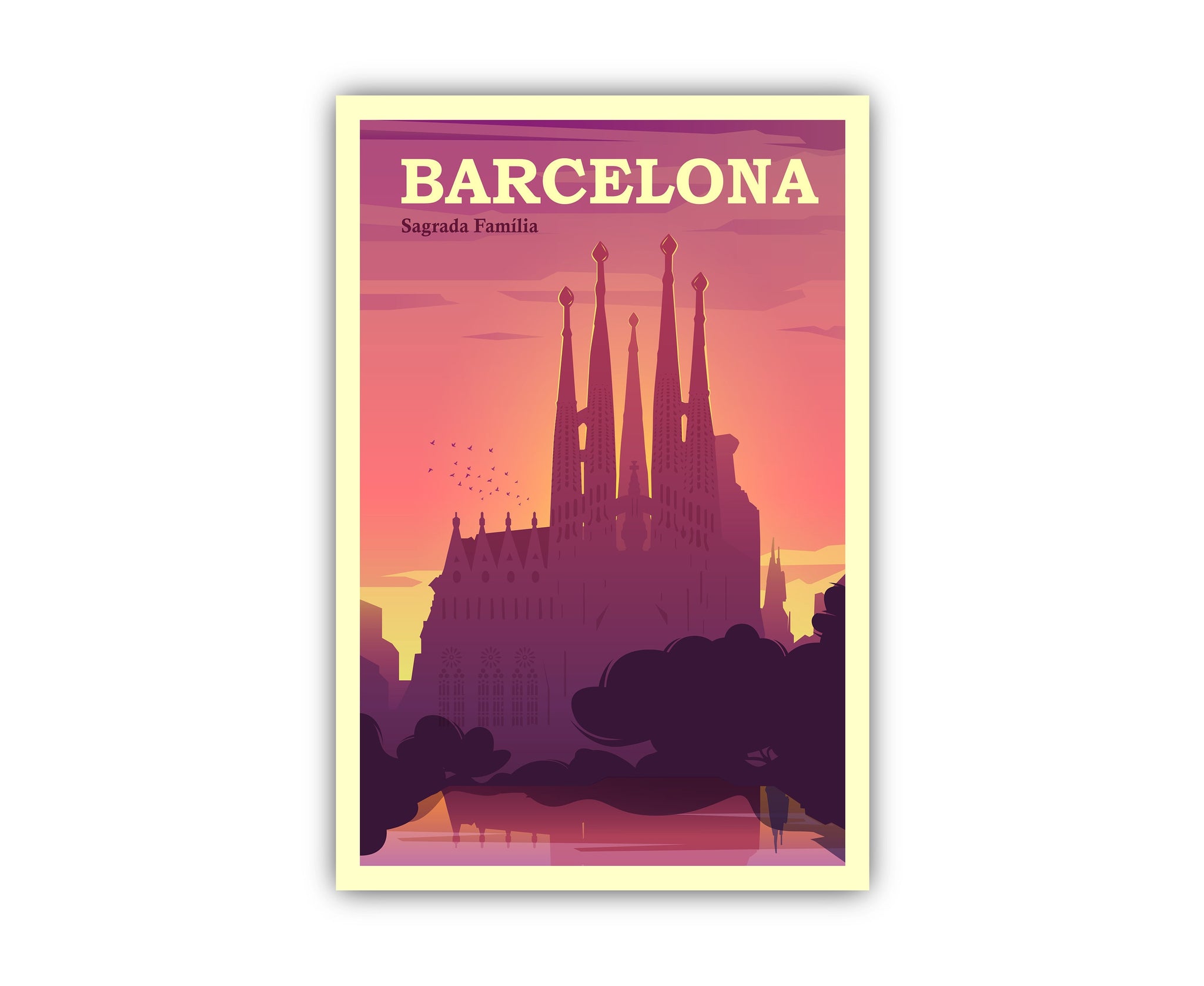 Retro Style Travel Poster, Spain, Barcelona Vintage Rustic Poster Print, Home Wall Art, Office Wall Decoration, Posters, State Map Posters