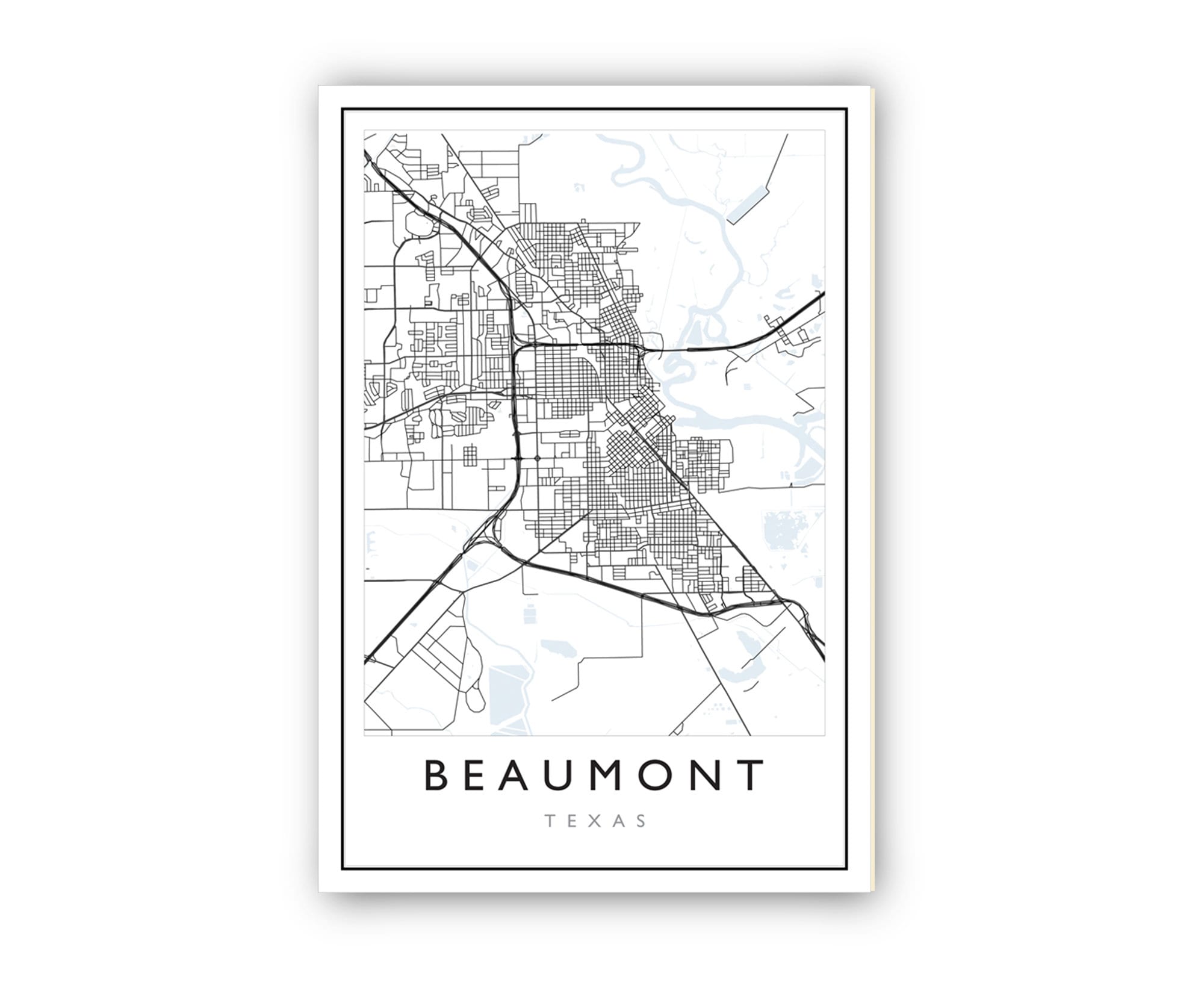 Beaumont Map, Beaumont City Road Map Poster, Beaumont Texas City Street Map, Modern US City Map, Home Art Decor, Office Wall Art Print