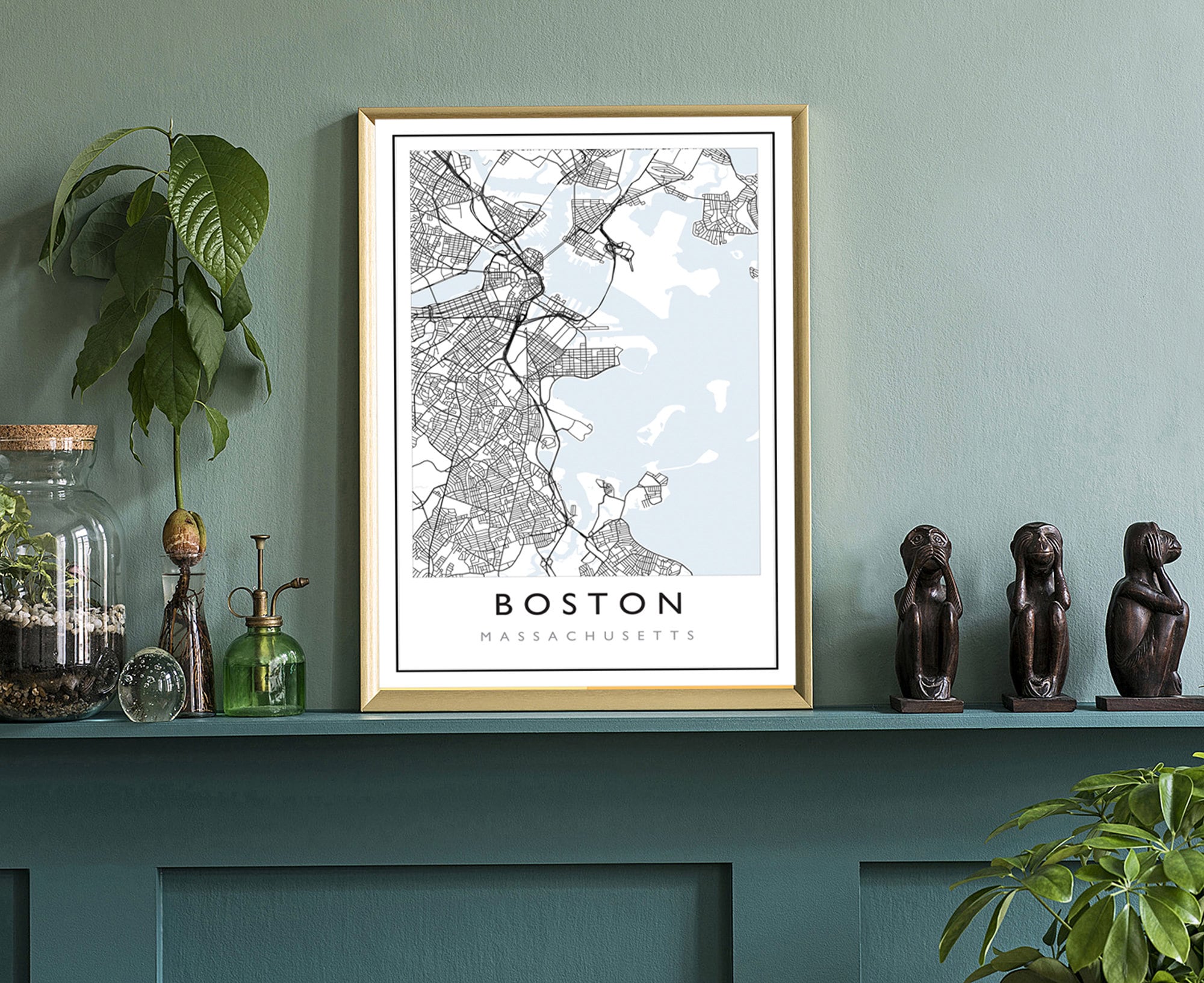 Boston Map, Boston City Road Map Poster, Boston Massachusetts City Street Map, Modern US City Map, Home Art Decor, Office Wall Art Print
