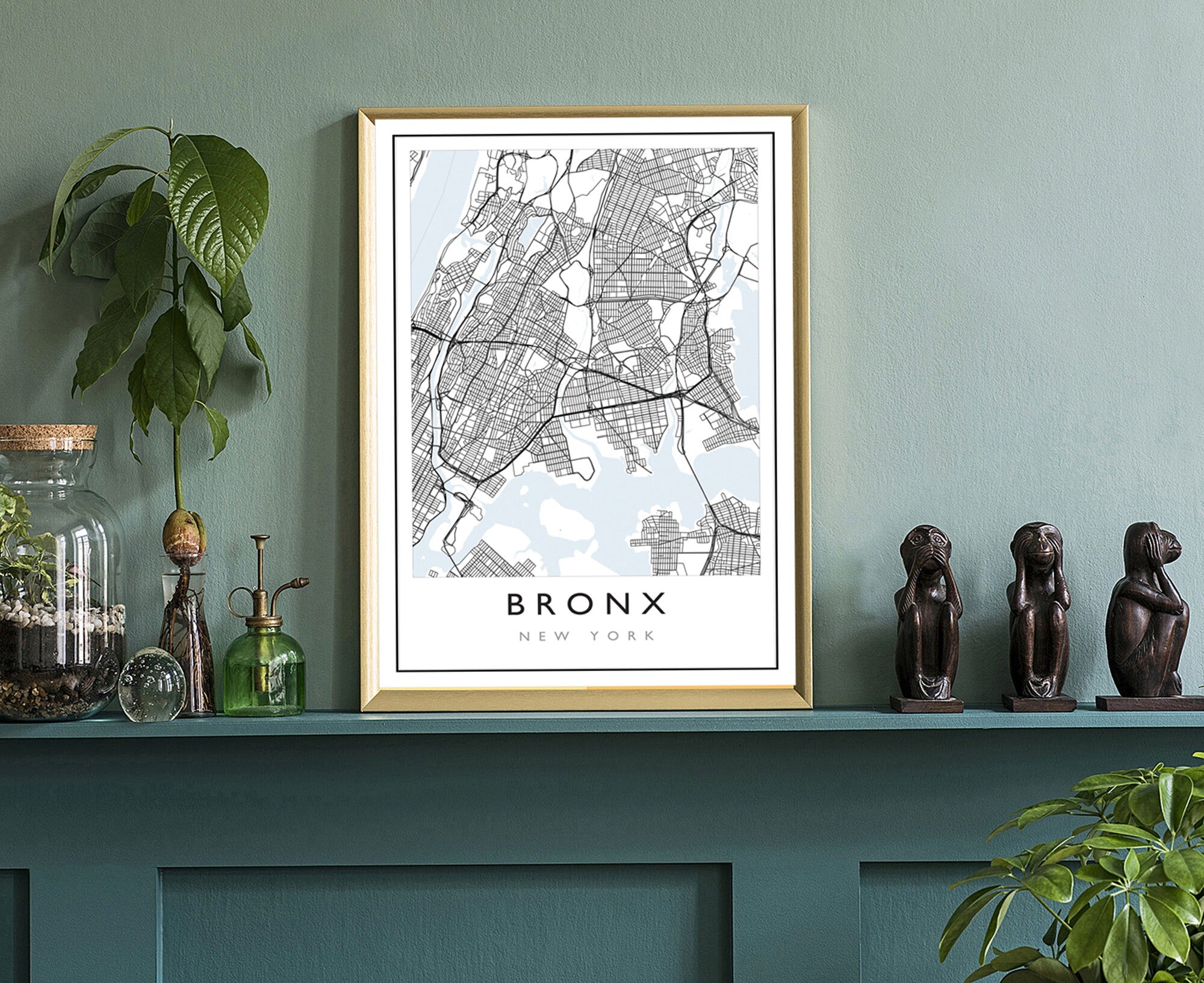 Bronx Map, Bronx City Road Map Poster, Bronx New York City Street Map, Modern US City Map, Home Art Decor, Office Wall Art Print