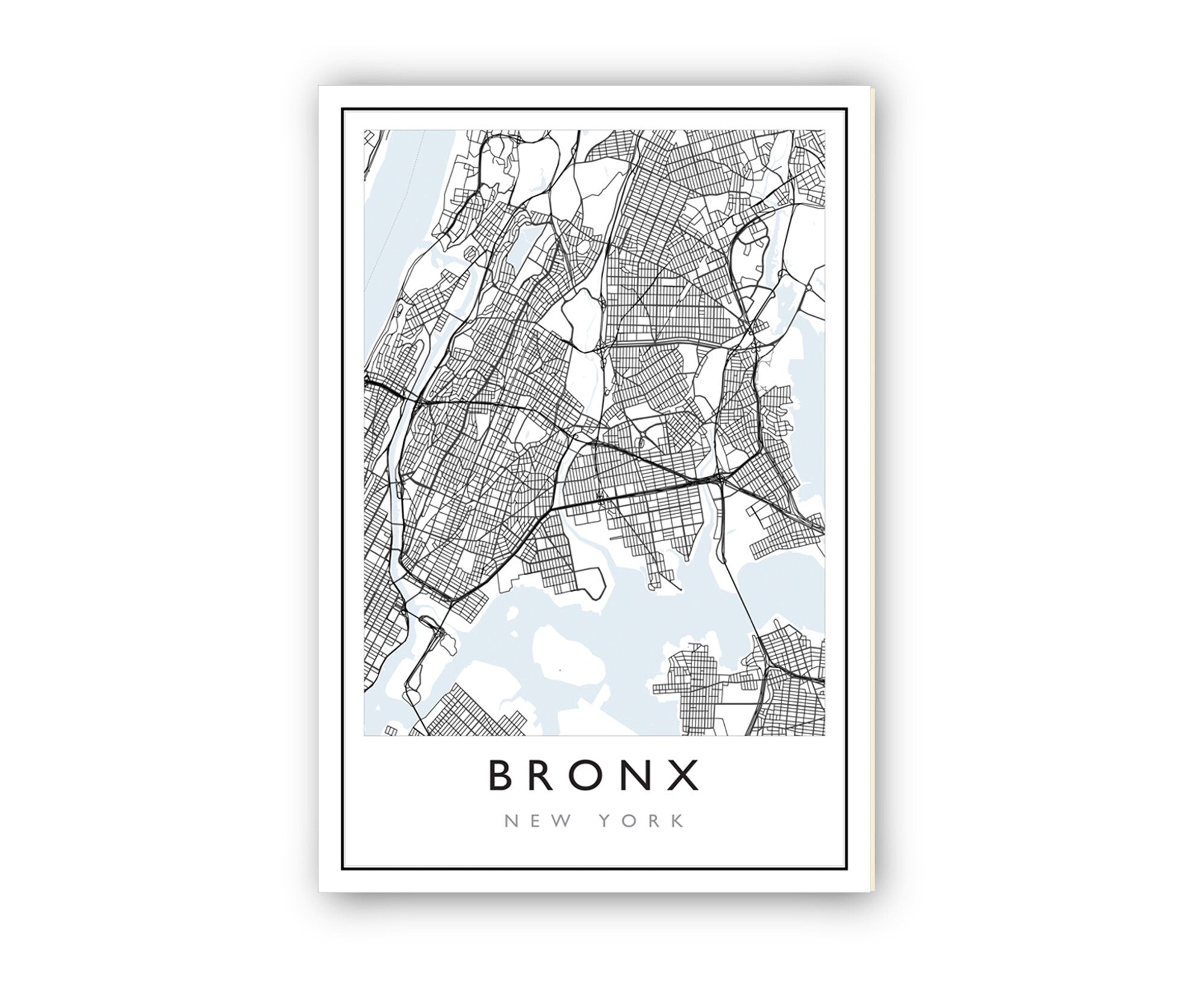 Bronx Map, Bronx City Road Map Poster, Bronx New York City Street Map, Modern US City Map, Home Art Decor, Office Wall Art Print