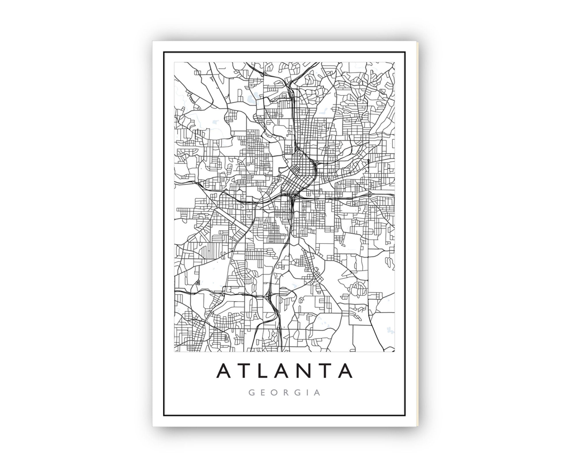 Atlanta Map, Atlanta City Road Map Poster, Atlanta Georgia City Street Map, Modern US City Map, Home Art Decor, Office Wall Art Print