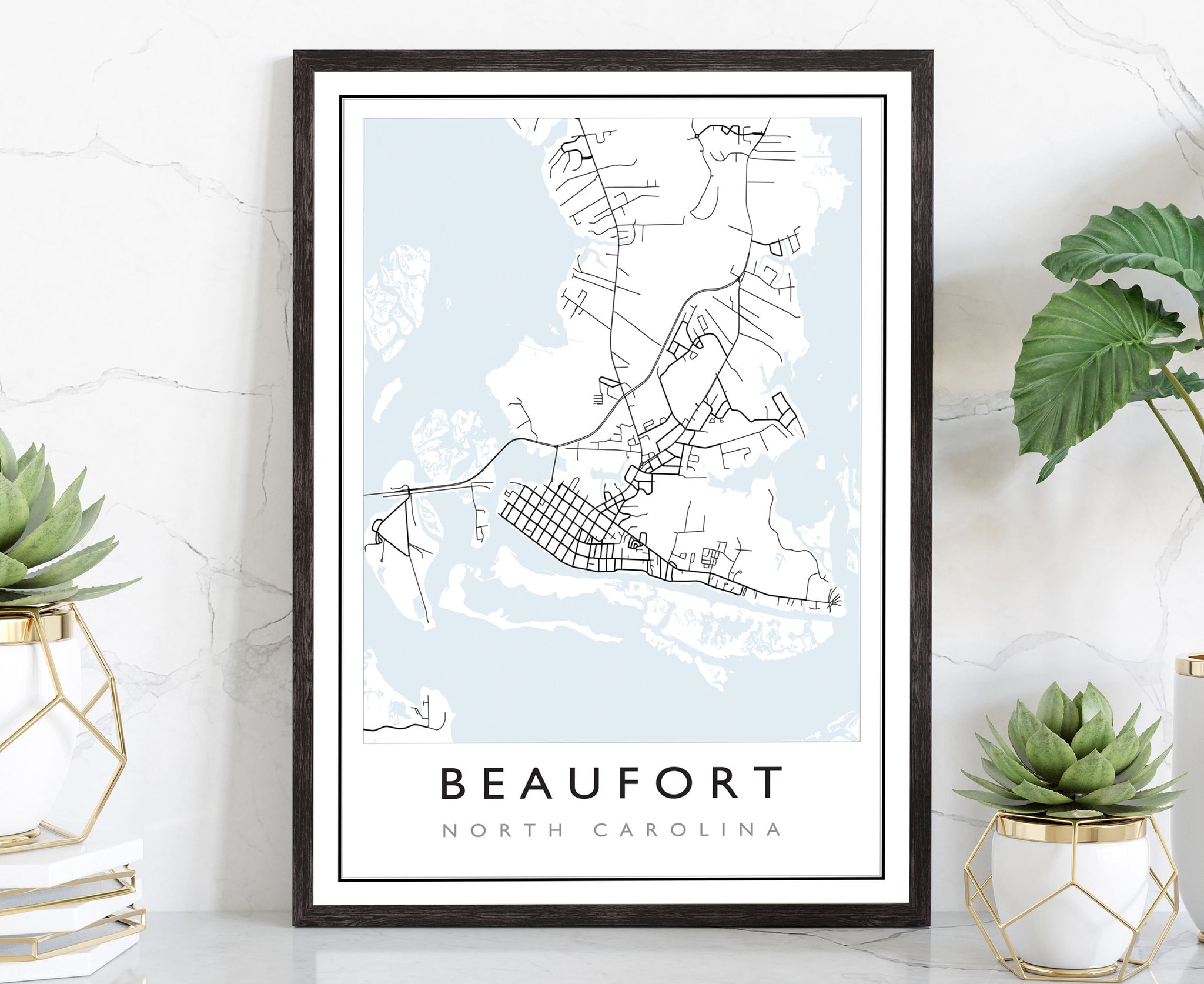 Beaufort Map,Beaufort City Road Map Poster, Beaufort North Carolina City Street Map,Modern US City Map,Home Art Decor, Office Wall Art Print