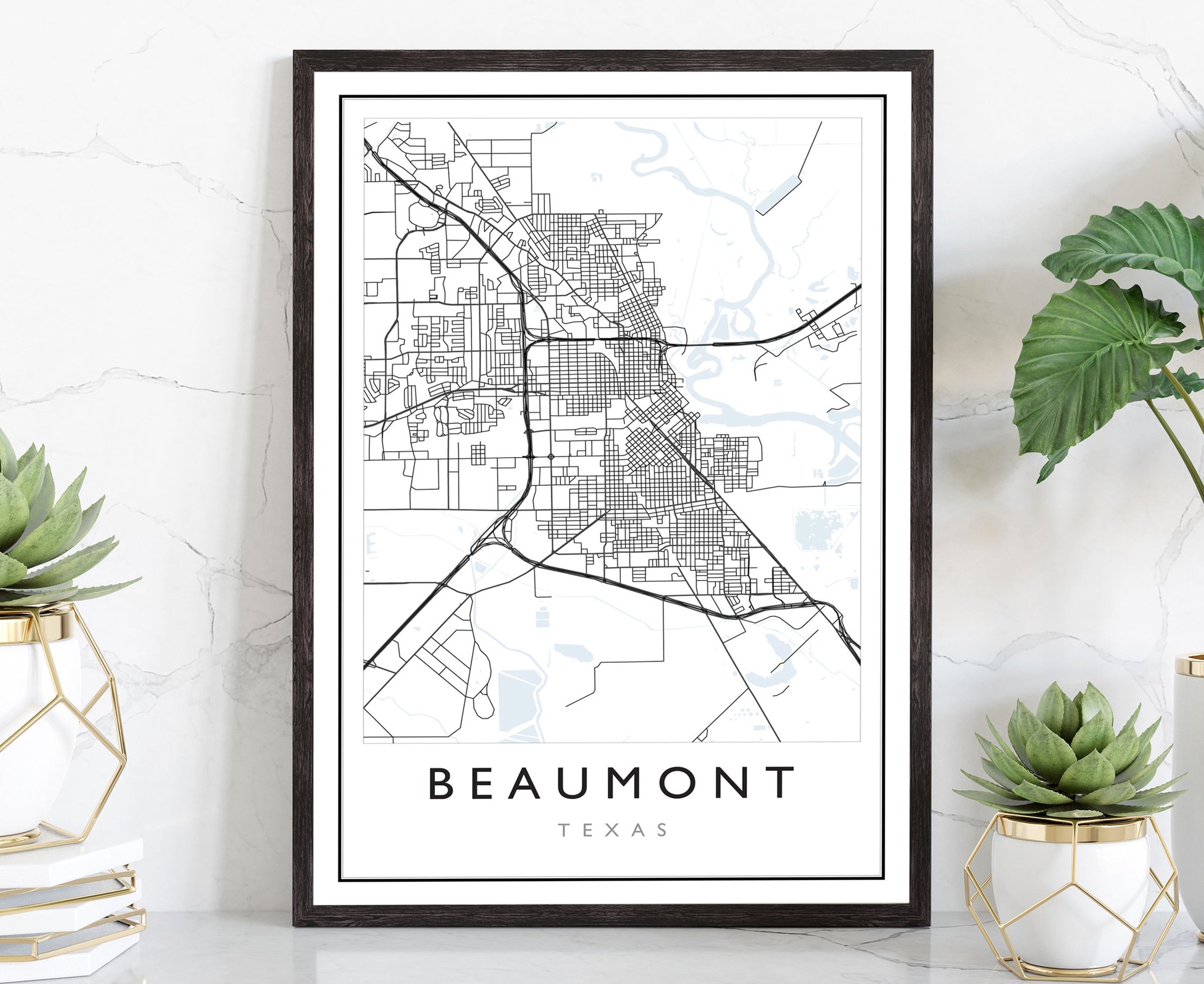 Beaumont Map, Beaumont City Road Map Poster, Beaumont Texas City Street Map, Modern US City Map, Home Art Decor, Office Wall Art Print