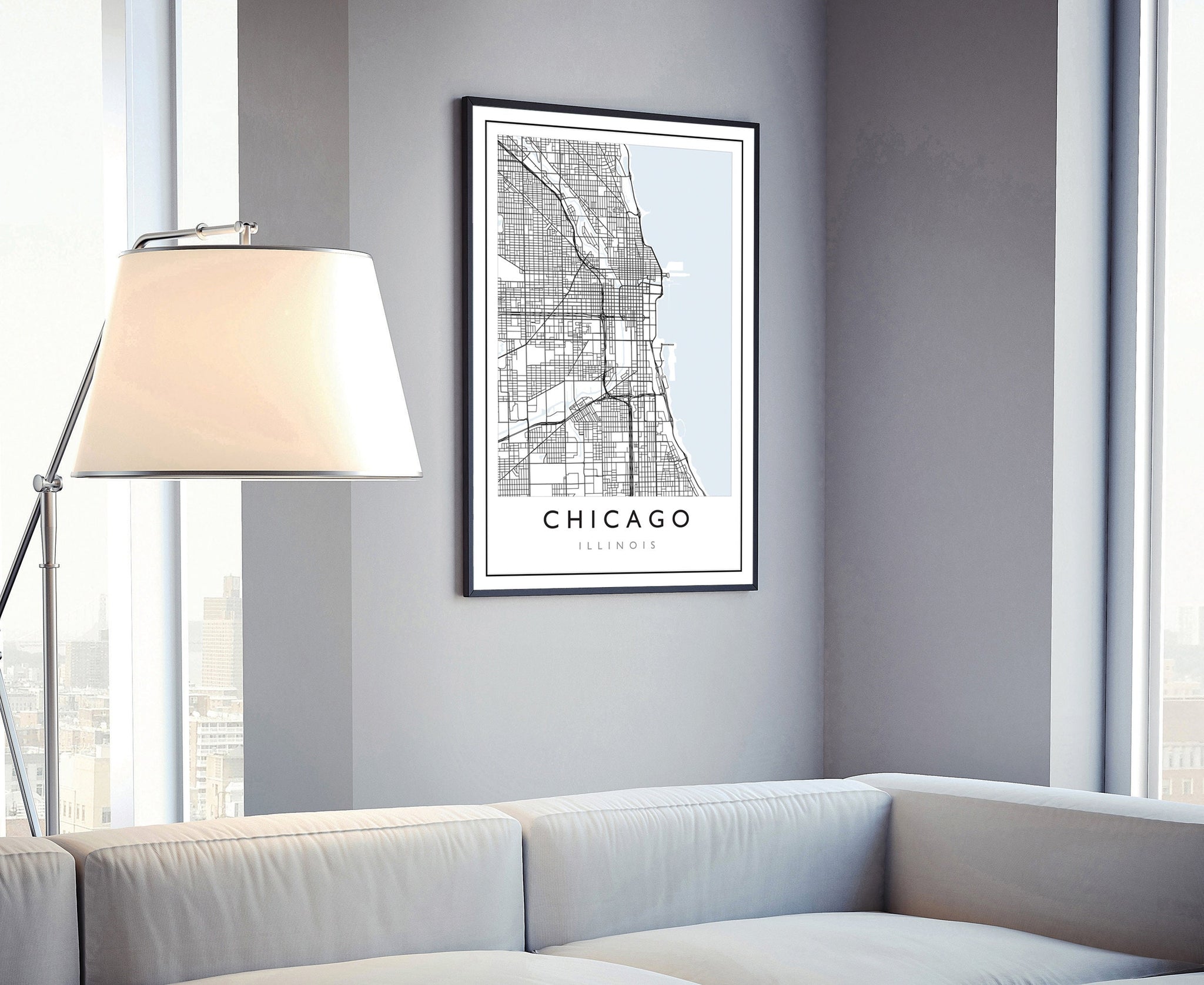 Chicago City Map, Chicago City Road Map Poster, Chicago Illinois City Street Map, Modern US City Map, Home Art Decor, Office Wall Art Print