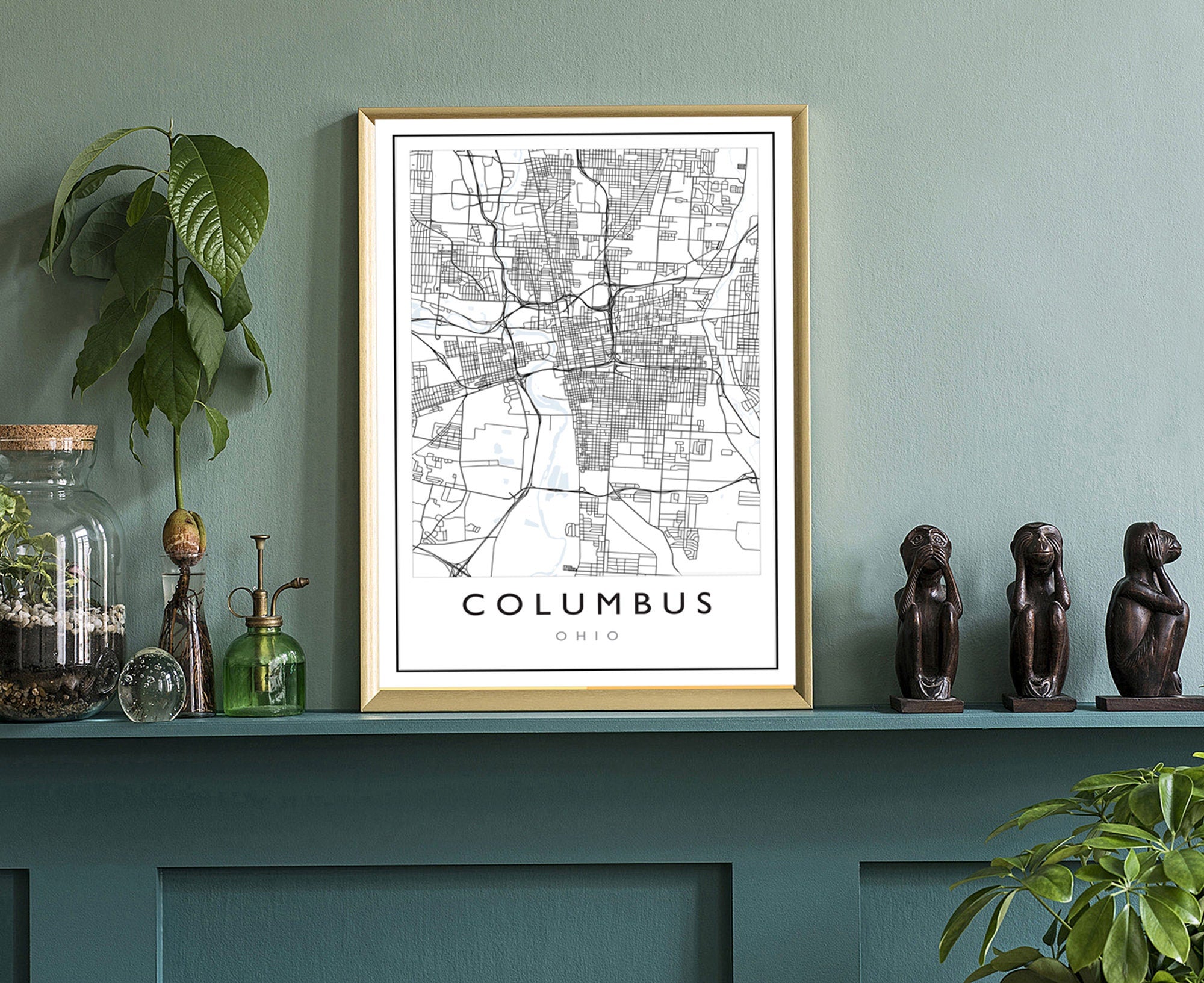 Columbus Ohio City Map, Columbus City Road Map Poster, Ohio City Street Map Print, Modern US City Map, Home Art Decor, Office Wall Art Print