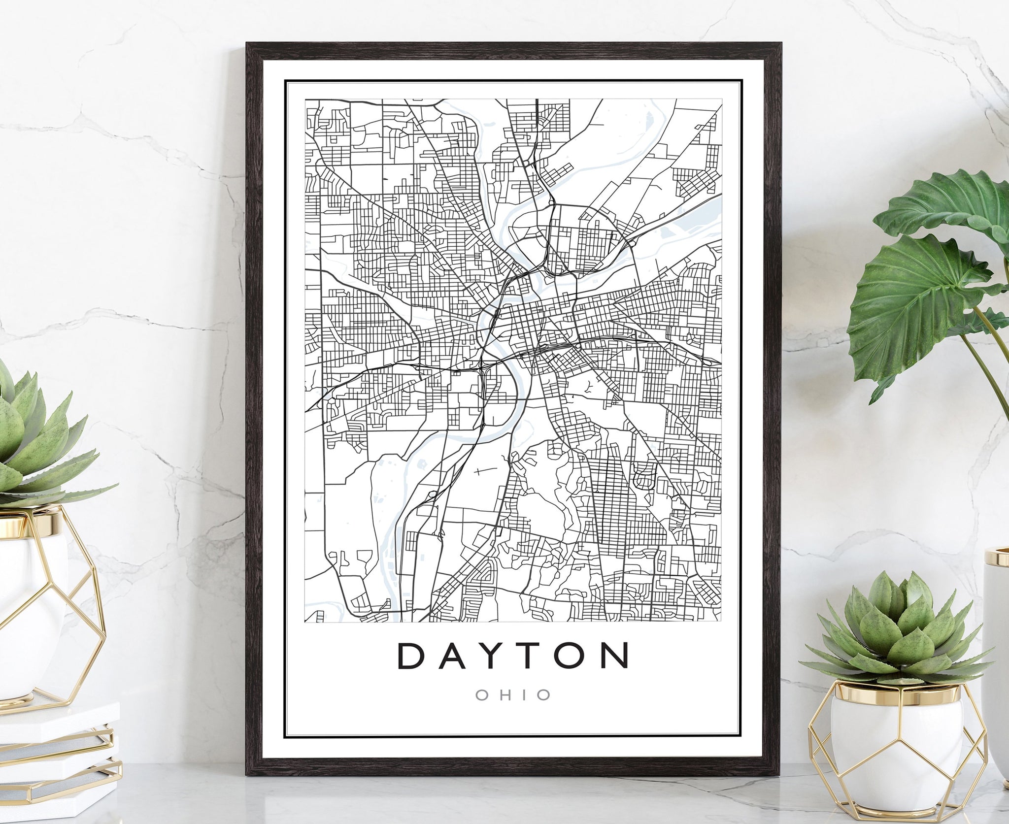Dayton Ohio City Map, Ohio City Road Map Poster Print, City Street Map Print, Modern US City Map, Home Art Decoration, Office Wall Art Print