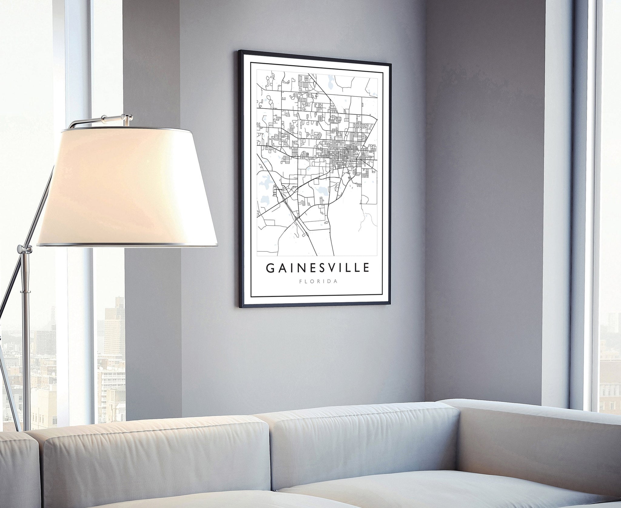Gainesville Florida City Map, Florida City Road Map Poster, City Street Map Print, Modern US City Map, Home Art Decoration, Office Wall Art