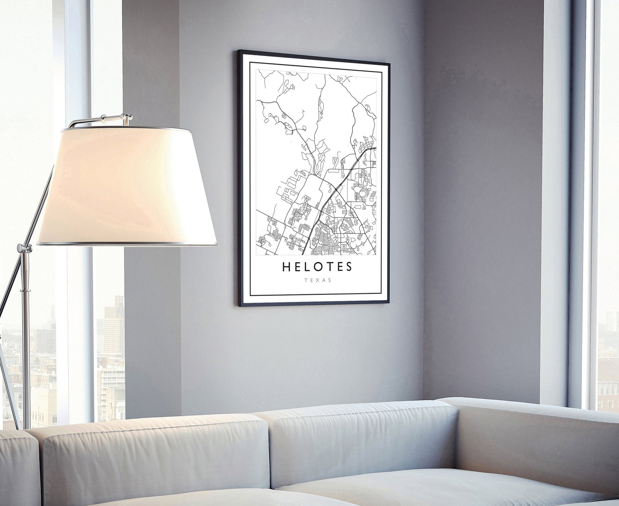 Helotes Texas City Map, Helotes Texas City Road Map Poster, City Street Map Print, US City Modern City Map, Home Wall Decor, Office Wall Art