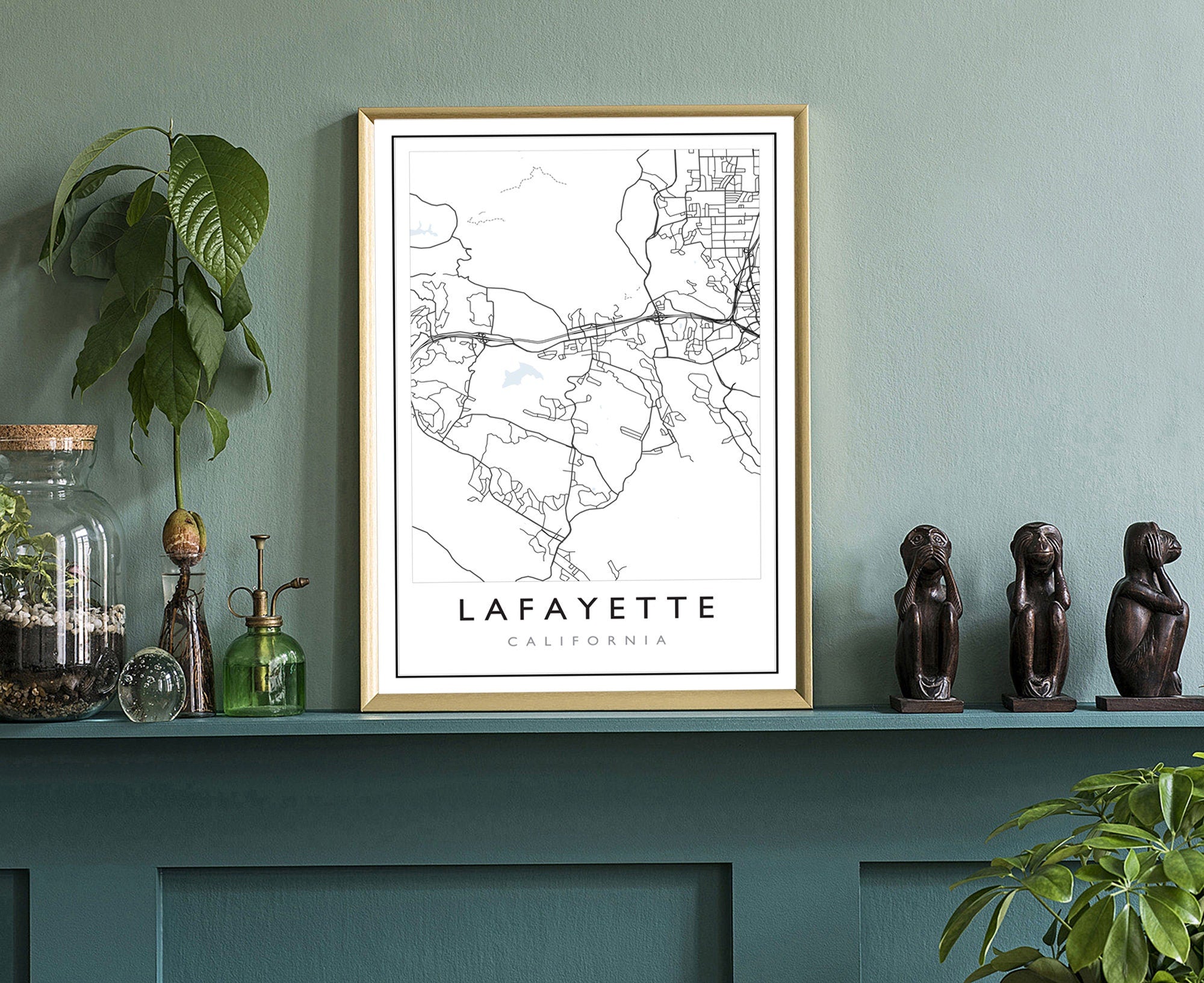Lafayette California City Map, California Road Map Poster, City Street Map Print, US City Modern City Map, Home Office Wall Decoration