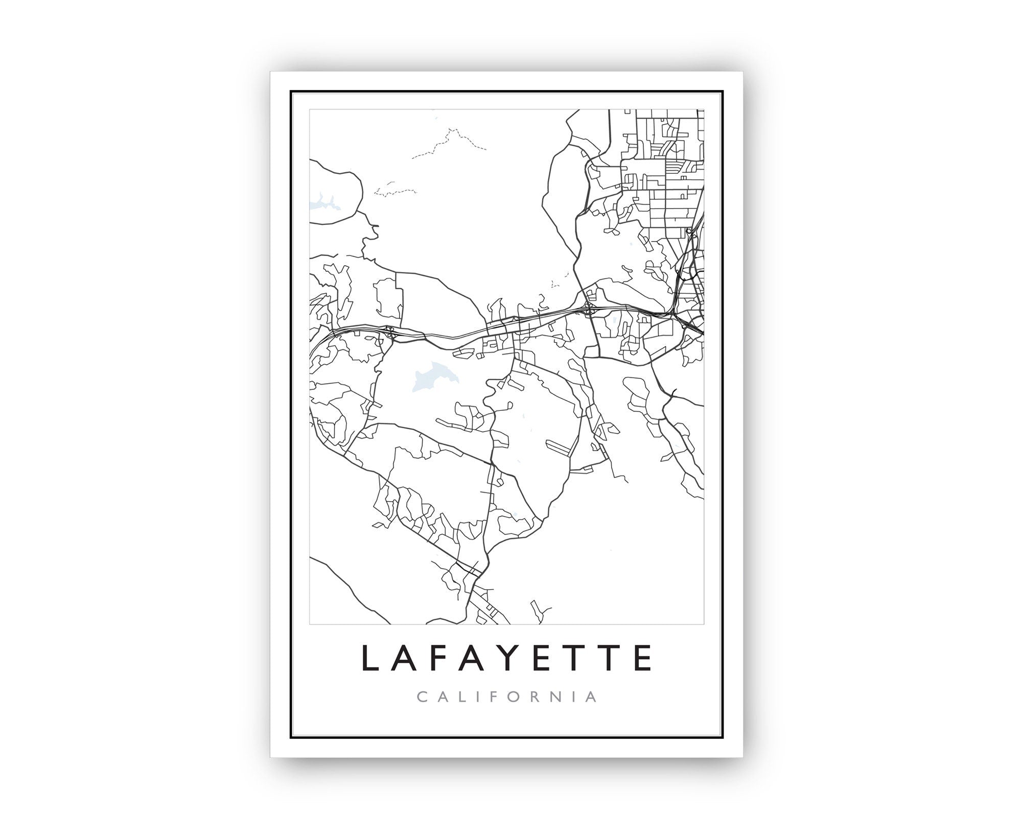 Lafayette California City Map, California Road Map Poster, City Street Map Print, US City Modern City Map, Home Office Wall Decoration