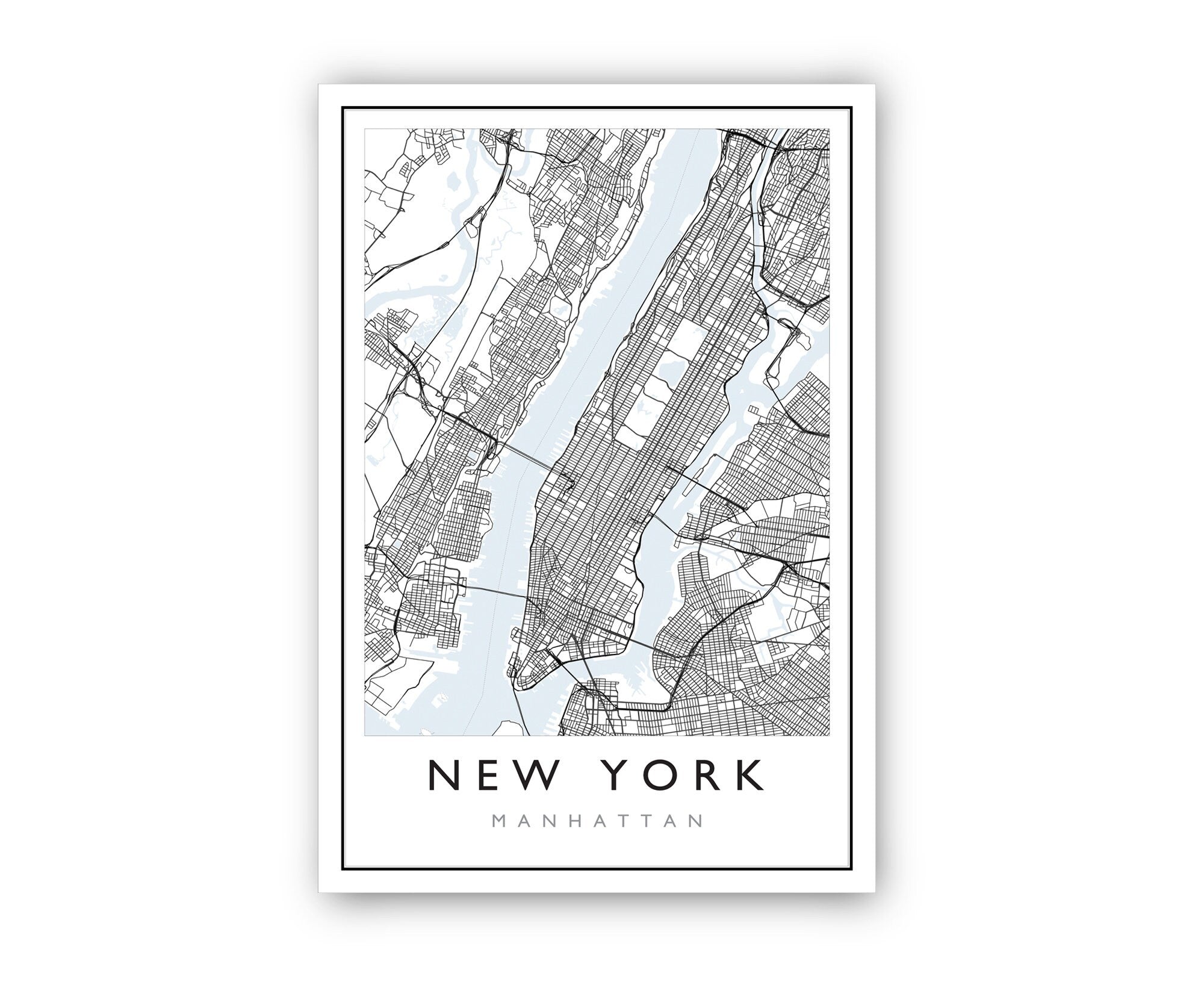 New York Manhattan City Map, Manhattan Road Map Poster, City Street Map Print, US City Modern City Map, Home Wall Art, Office Wall Decor