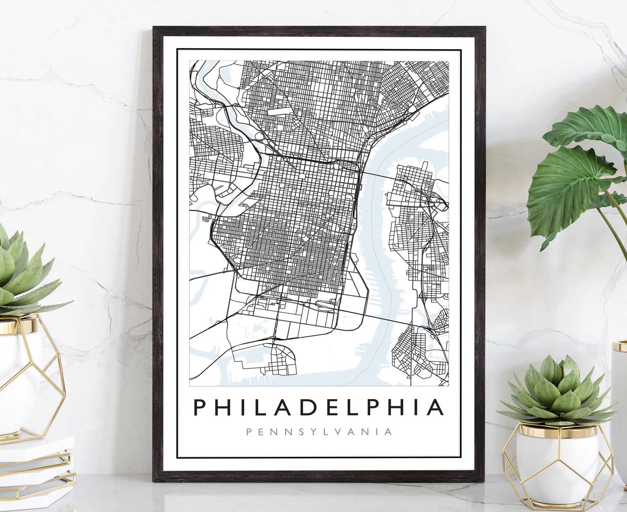 Philadelphia Pennsylvania City Map, Pennsylvania Road Map Poster, City Street Map Print, US City Modern City Map, Home Office Wall Art Decor