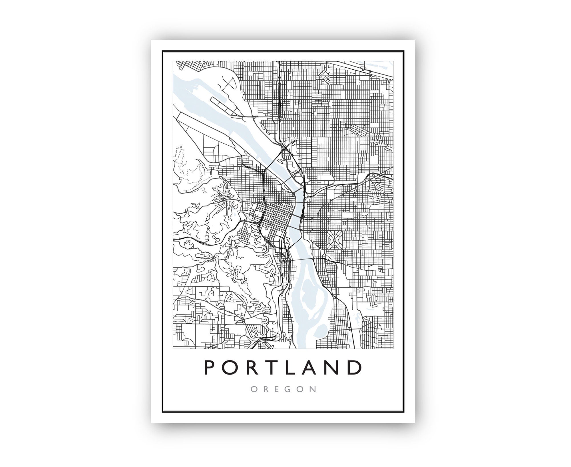Portland Oregon City Map, Portland Oregon Road Map Poster, City Street Map Print, US City Modern City Map, Home Office Wall Art Decoration