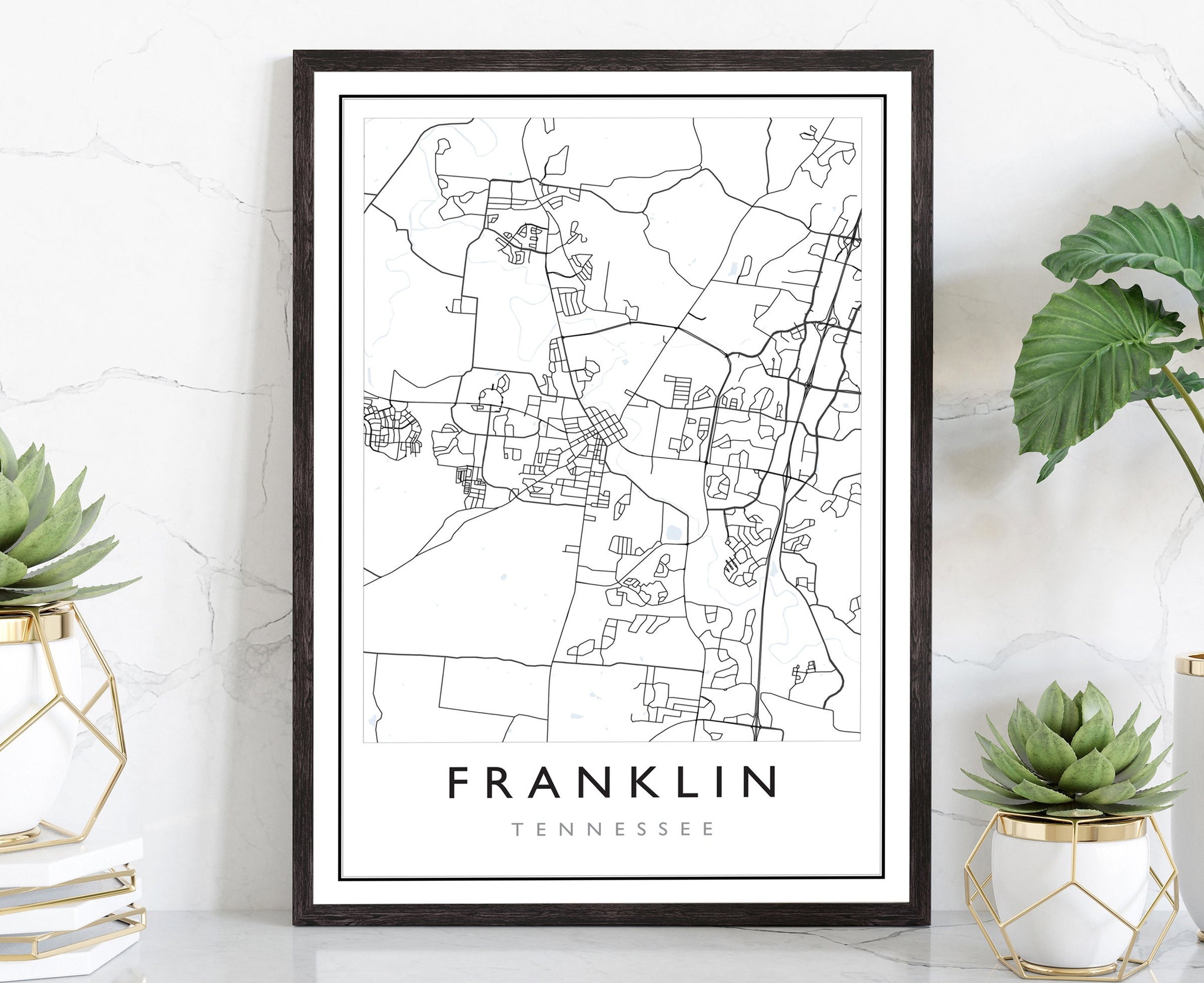 Franklin Tennessee City Map, Tennessee City Road Map Poster, City Street Map Print, Modern US City Map, Home Art Decor, Office Wall Art