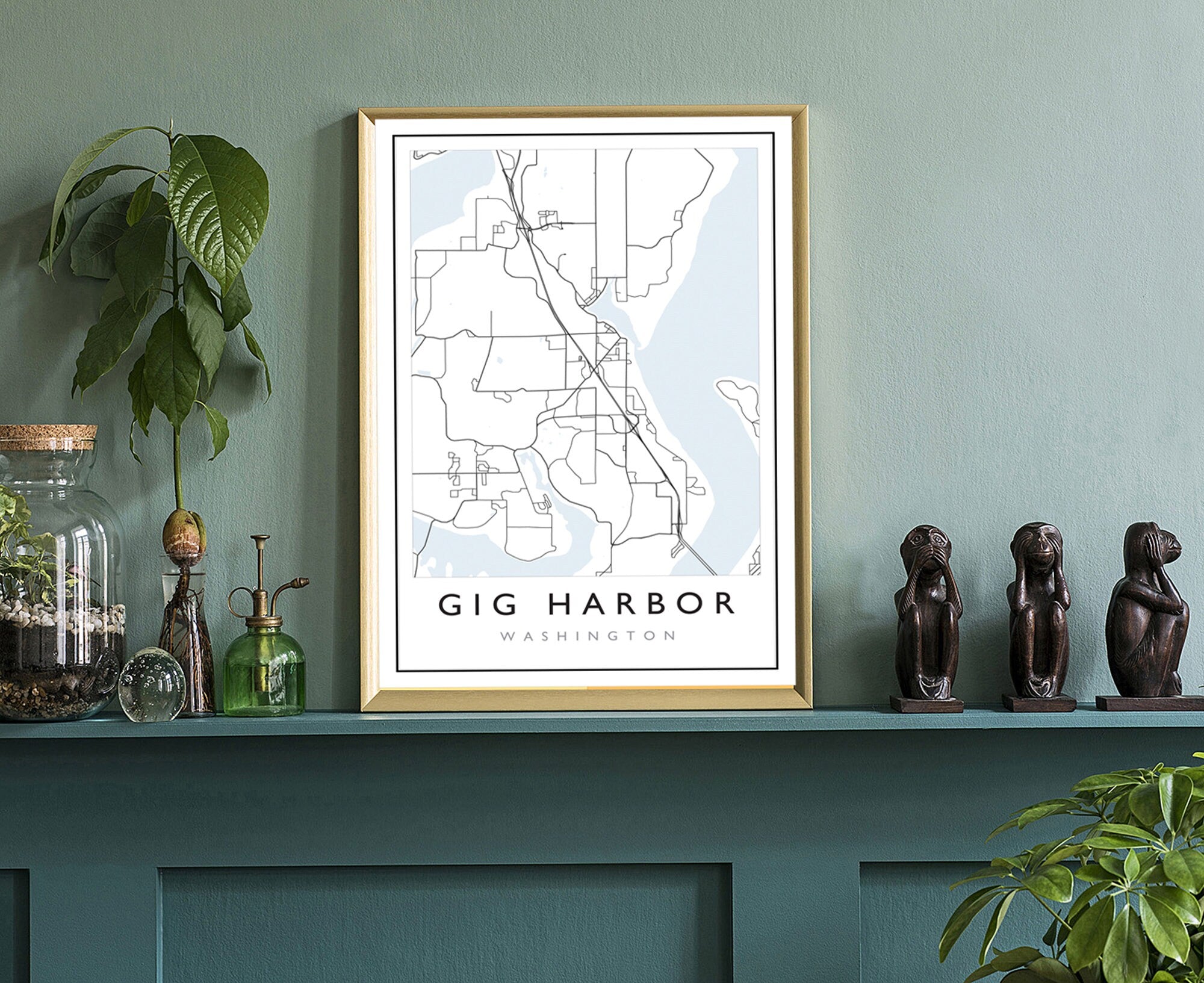 Gig Harbor Washington City Map, Washington City Road Map Poster, City Street Map Print, Modern US City Map, Home Art Decor, Office Wall Art