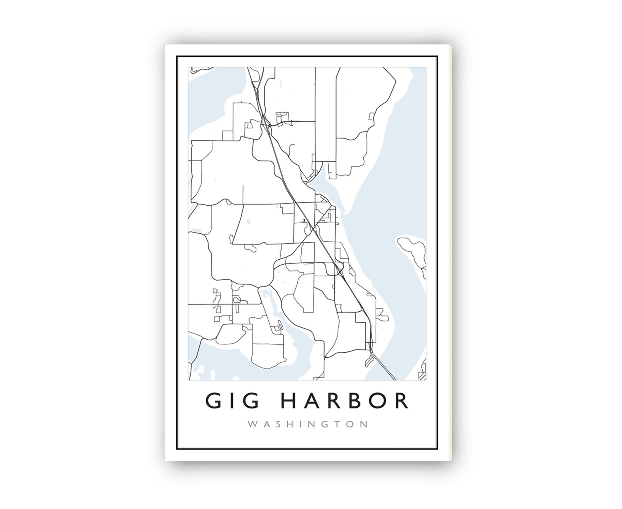 Gig Harbor Washington City Map, Washington City Road Map Poster, City Street Map Print, Modern US City Map, Home Art Decor, Office Wall Art