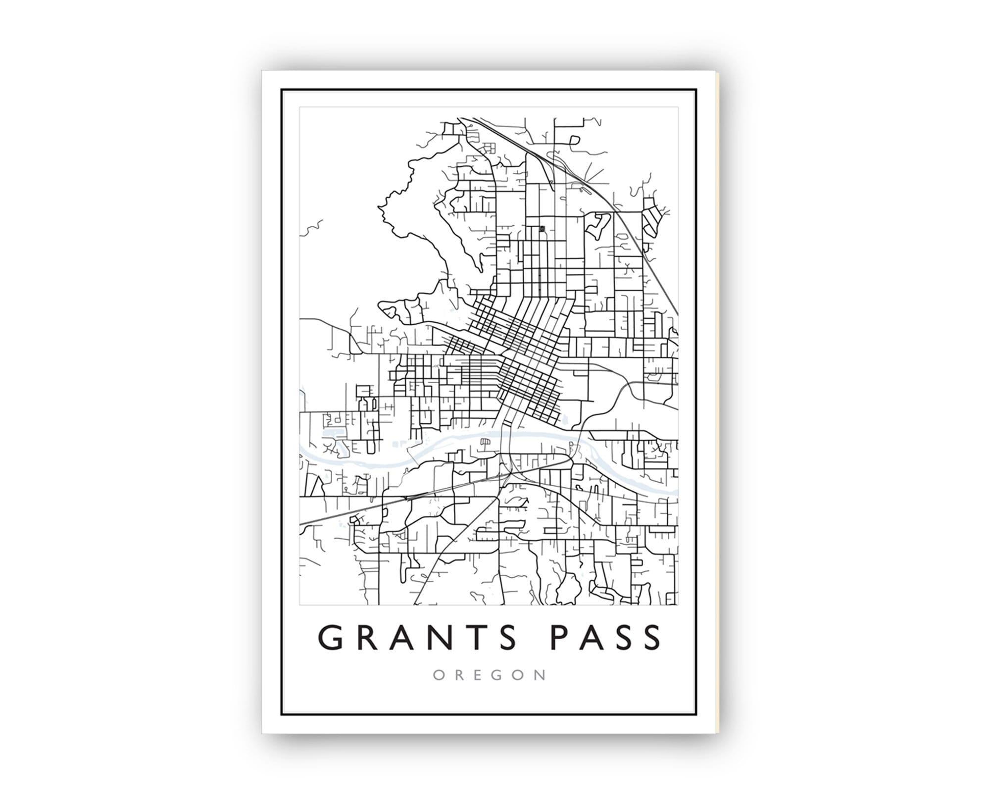 Grants Pass Oregon City Map, Oregon City Road Map Poster, City Street Map Print, Modern US City Map, Home Art Decoration, Office Wall Art