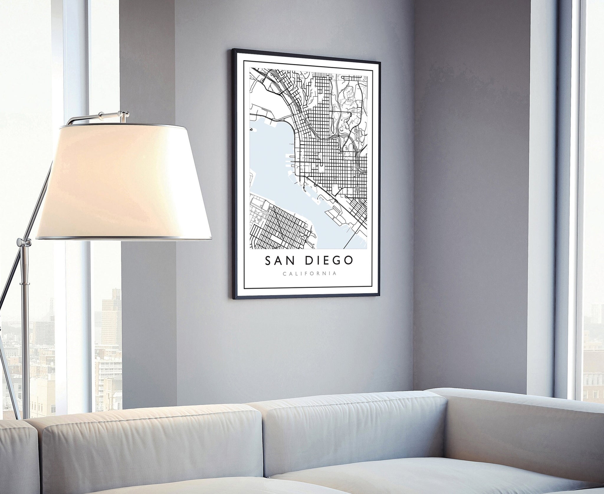 San Diego California City Map, San Diego Road Map Poster, City Street Map Print, US City Modern City Map, Home Office Wall Art Decoration