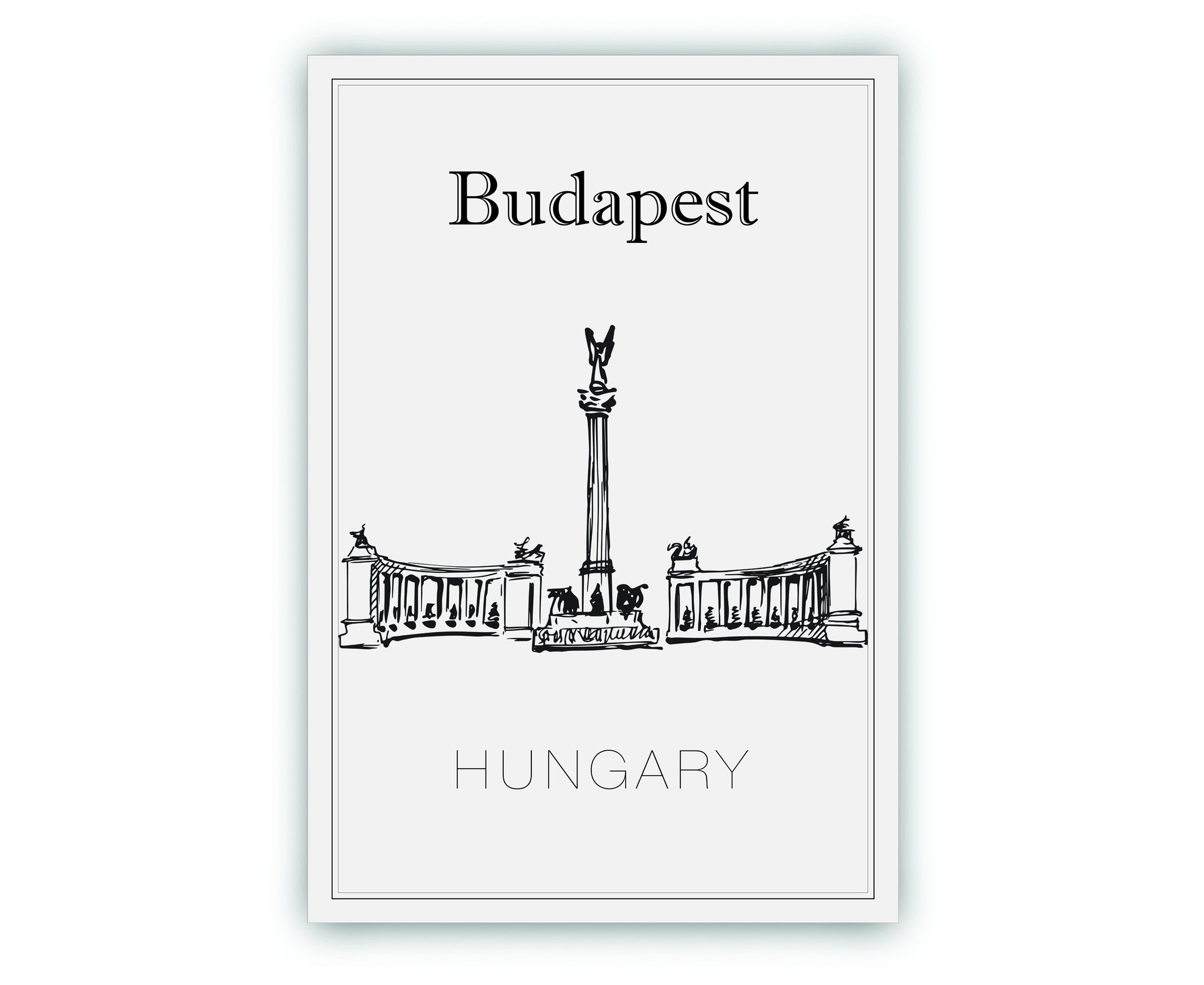 Hand Drawn Poster, Budapest Travel Poster, Hungary Poster Wall Art, Budapest Cityscape and Landmark Map, City Map Poster For Home, Office